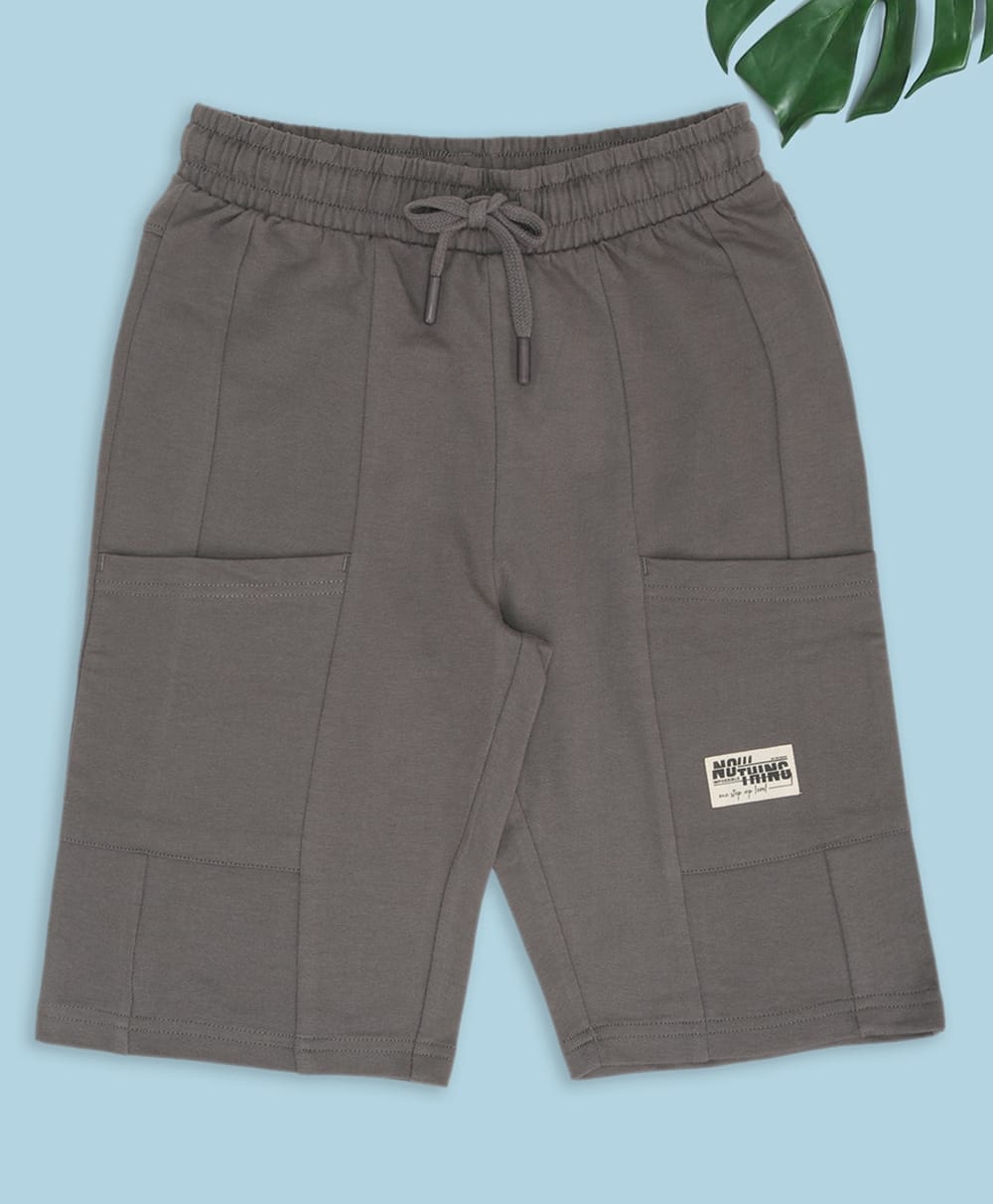 Pantaloons Junior Cotton Knit Solid Shorts - Grey-picture-24