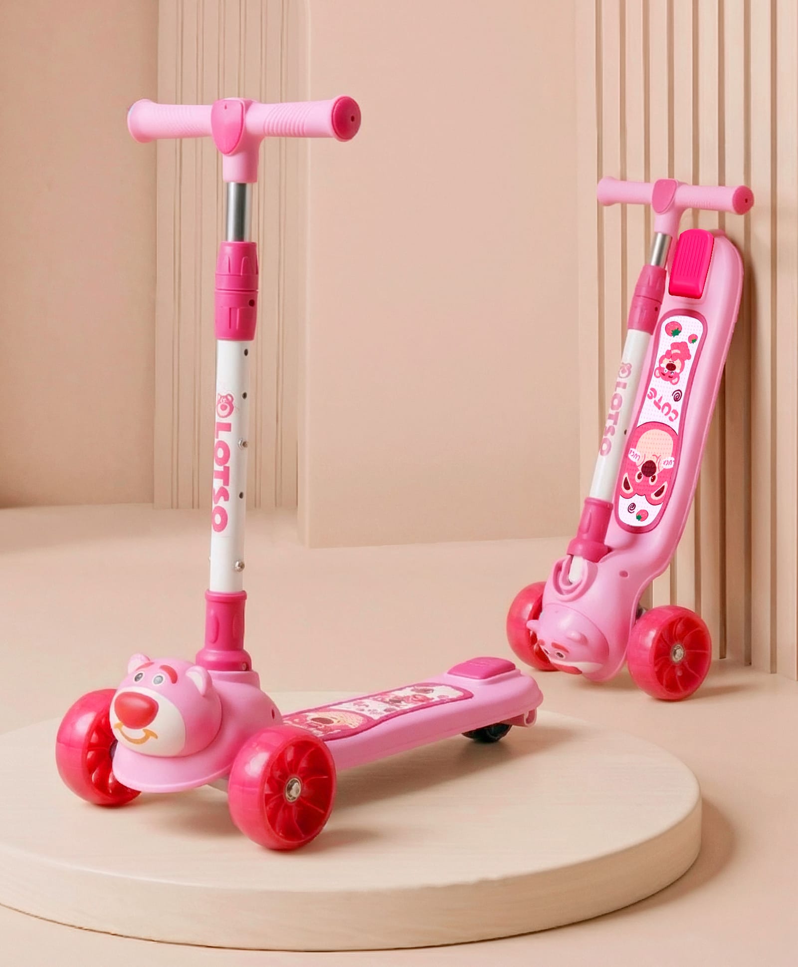 Kids 3 Wheel Scooter with PU LED Wheels - Pink| Adjustable Height| Music| Lean-to-Steer| Toy for 3+ Yrs Boys & Girls|Sport Gift| Physical Activity| Activity Gift| 65kg Capacity-image-40