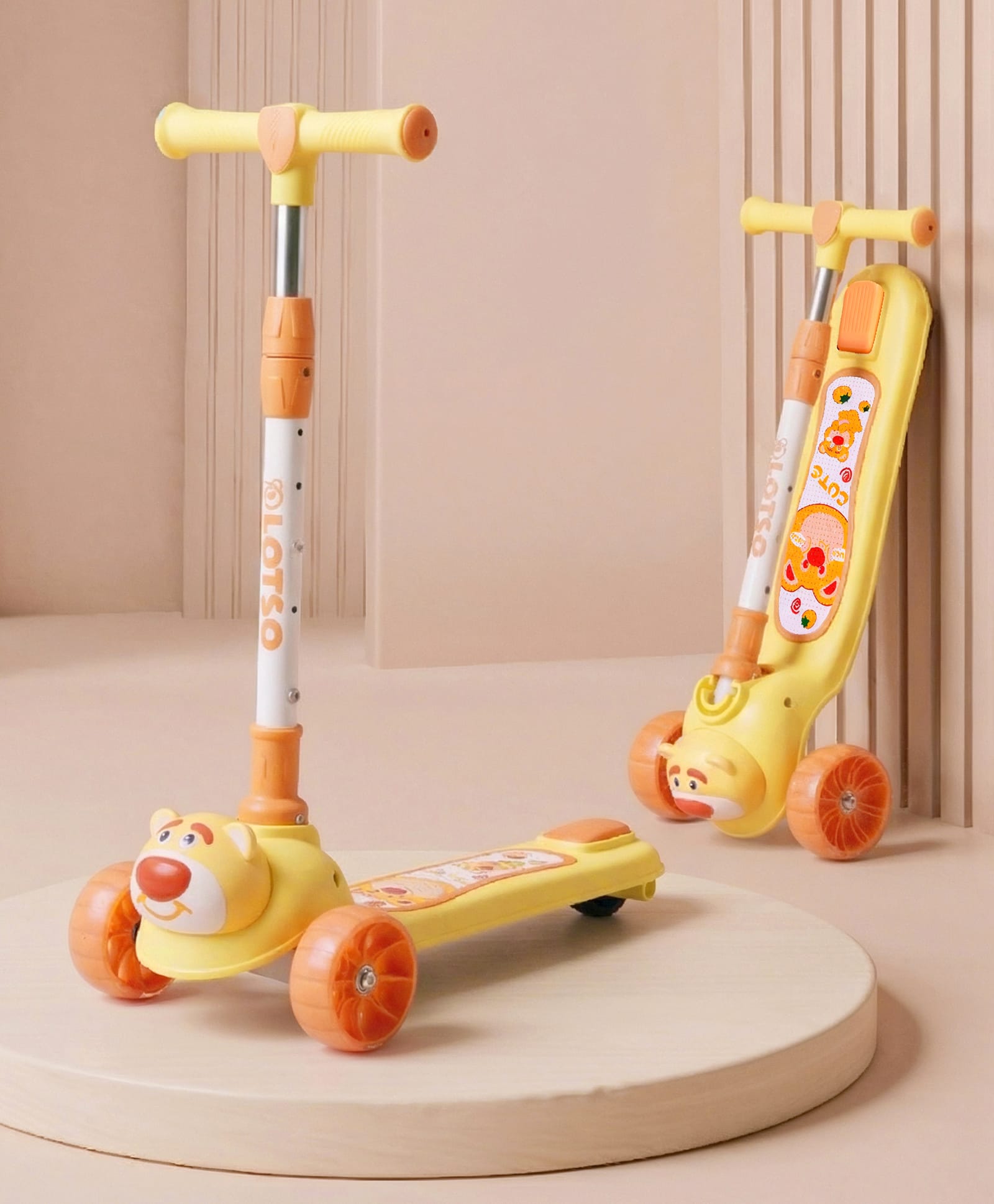 Kids 3 Wheel Scooter with PU LED Wheels - Yellow| Adjustable Height| Music| Lean-to-Steer| Toy for 3+ Yrs Boys & Girls|Sport Gift| Physical Activity| Activity Gift| 65kg Capacity-image-12