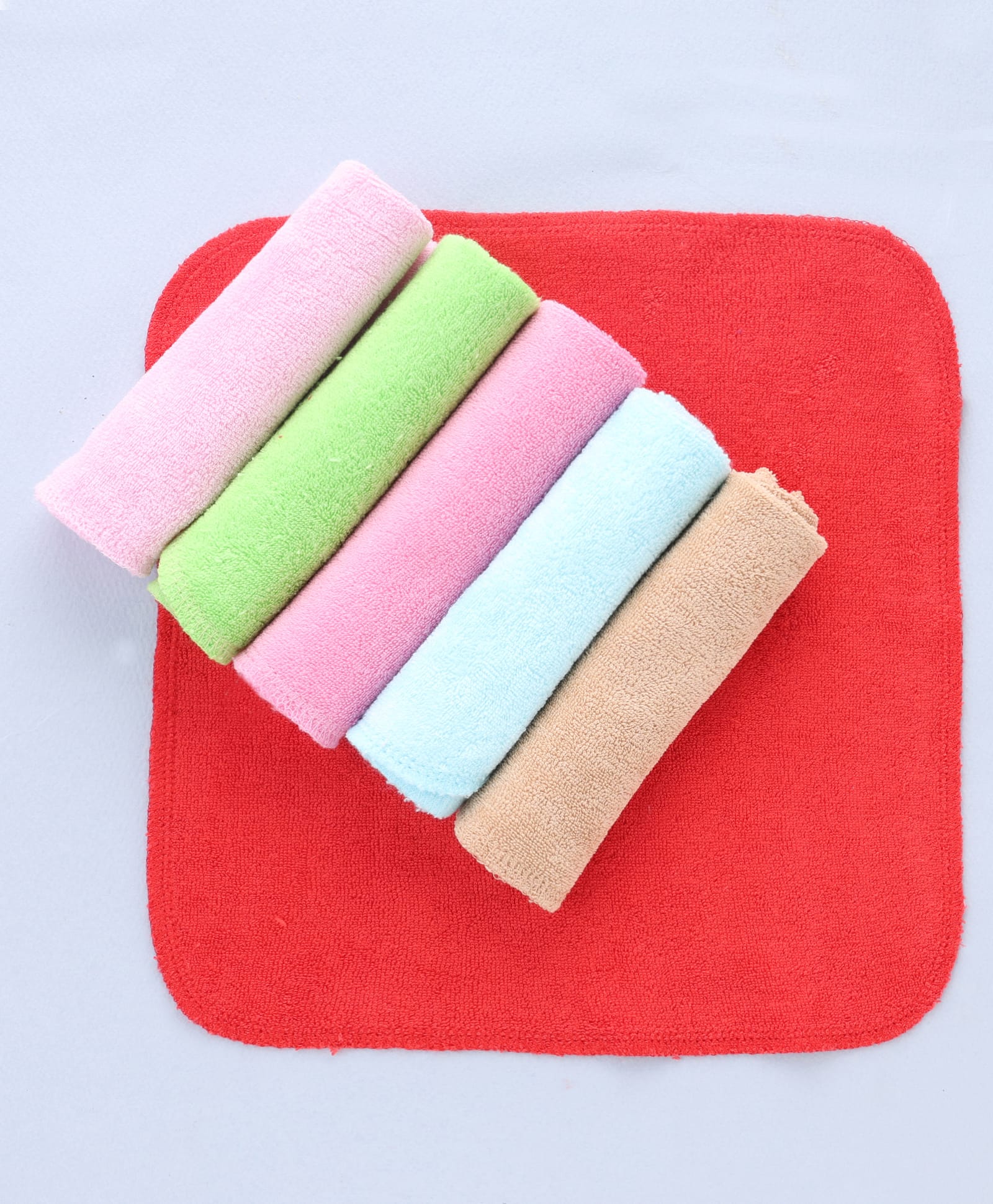 Bahyhug Cotton Knit Solid Hand & Face Towel Pack Of 6 L 25.4 x B 25.4 cm - Multi Color-image-15
