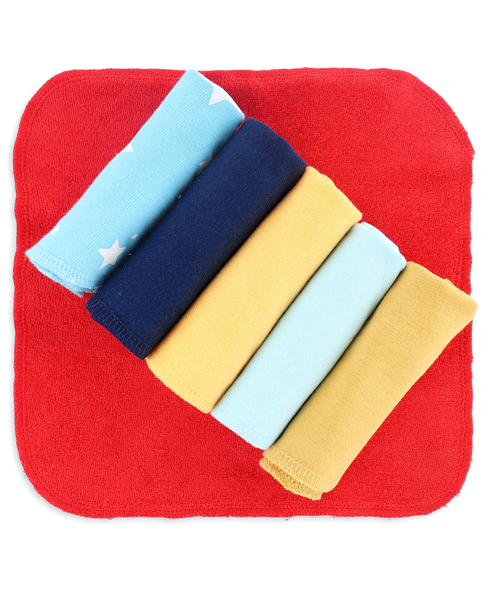 Babyhug Cotton Knit Hand & Face Towels with Star Print Pack of 6 L 23 x B 22 cm - Multicolor-image-29