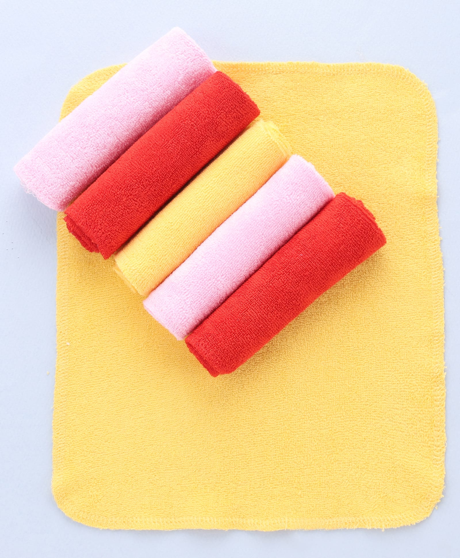 Bahyhug Cotton Knit Solid Hand & Face Towel Pack Of 6 L 25.4 x B 25.4 cm - Multi Color-image-4