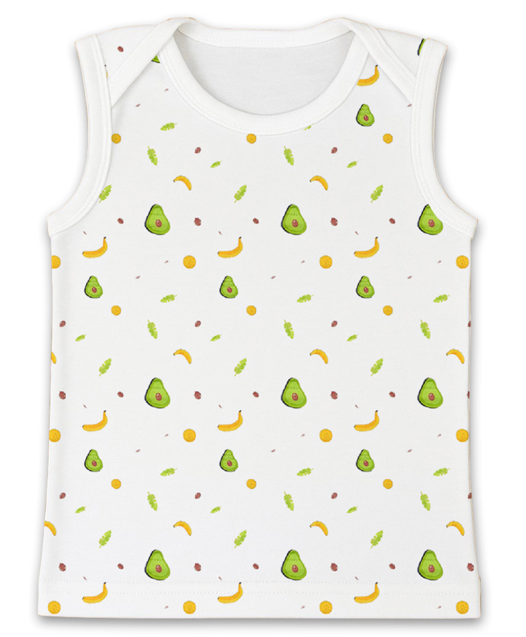 Mom's Home Organic Cotton Knit Sleeveless Avocado Printed Vest - White-image-49