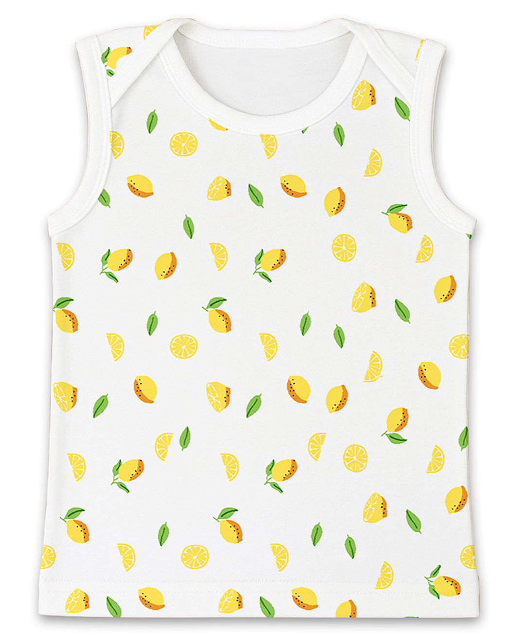Mom's Home Organic Cotton Knit Sleeveless Lemon Printed Vest - White-image-32