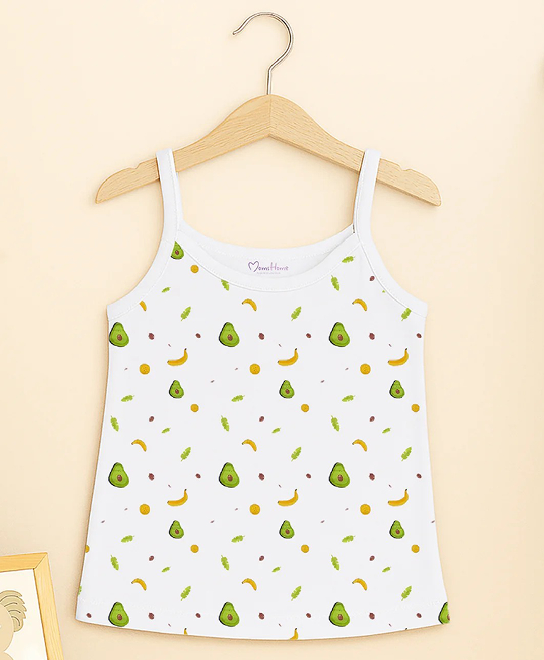 Mom's Home Organic Cotton Knit Sleeveless Avocado Printed Camisole - White-picture-14
