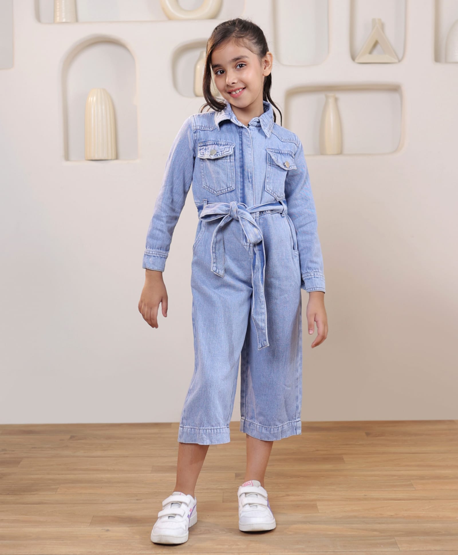Shorgul Cotton Denim Full Sleeves Washed Jumpsuit - Blue-picture-29