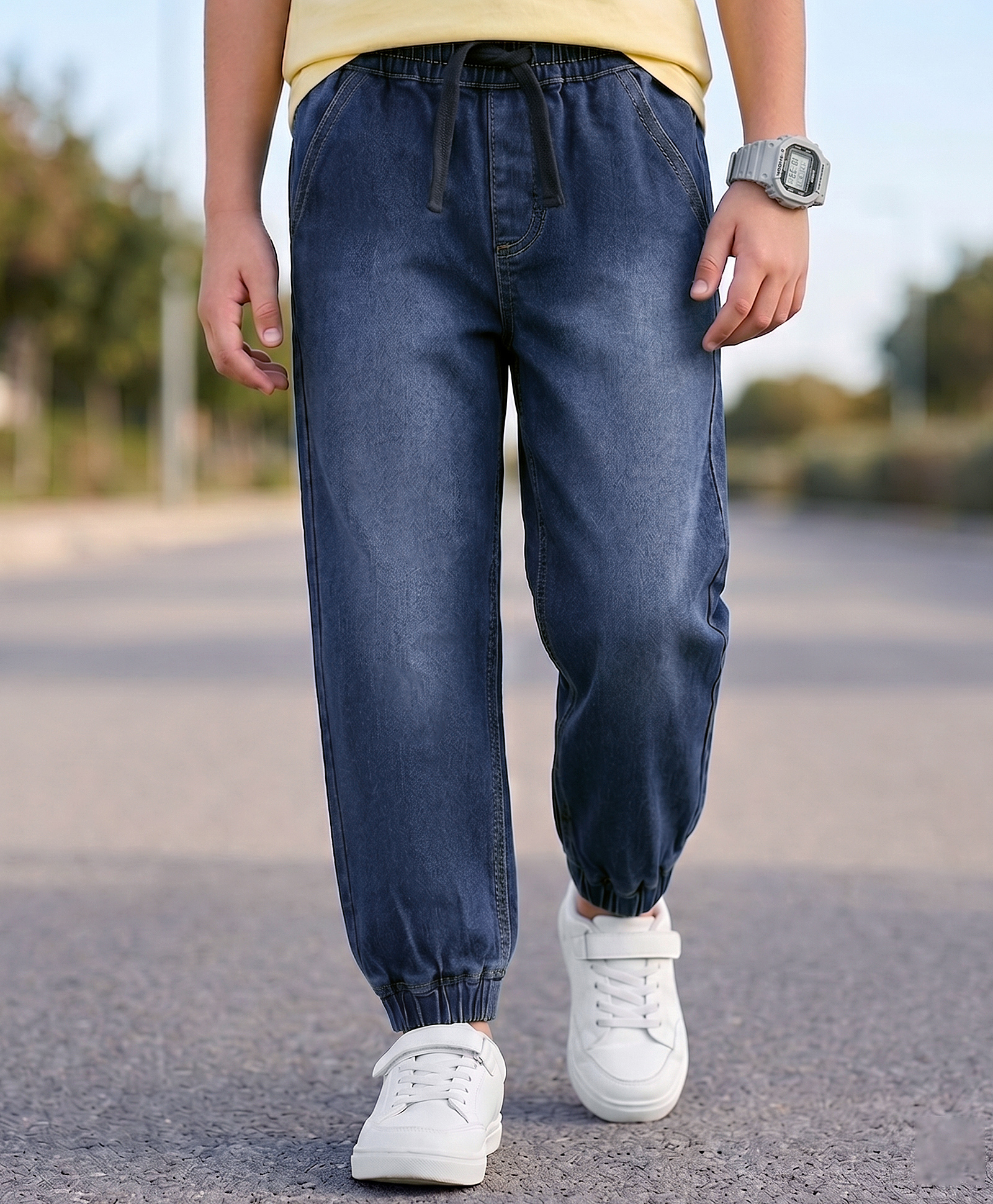 Pine Kids Woven Full Length Washed Denim Jeans - Light Blue-picture-25