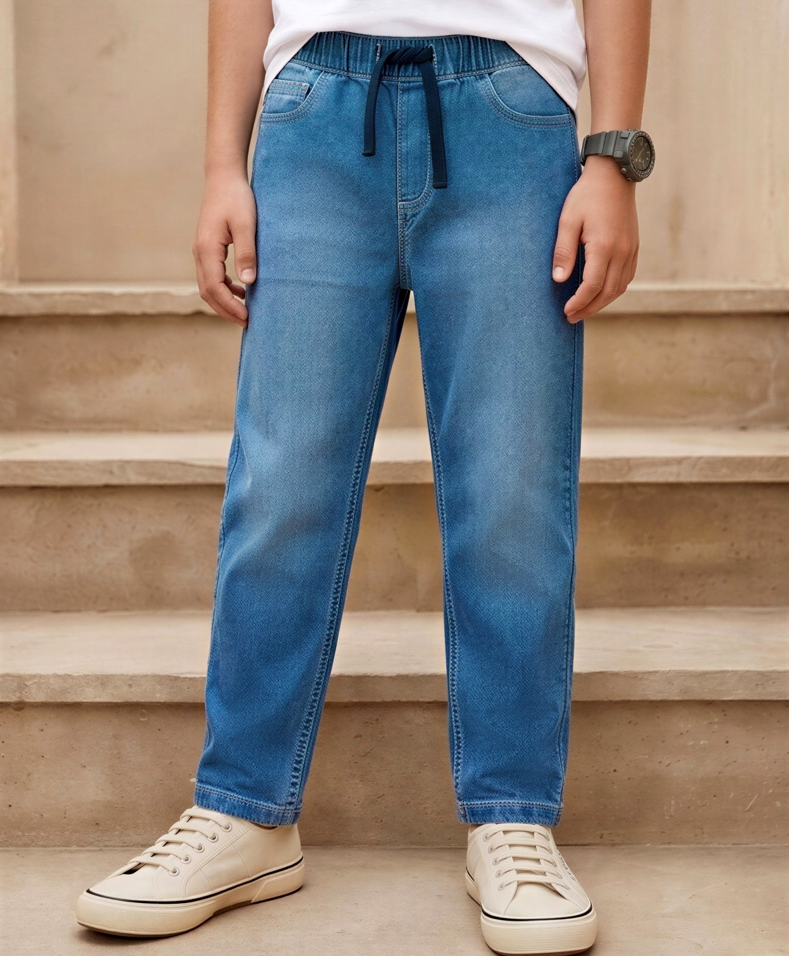 Pine Kids Denim Woven Full Length Washed Jeans - Sky Blue-picture-12