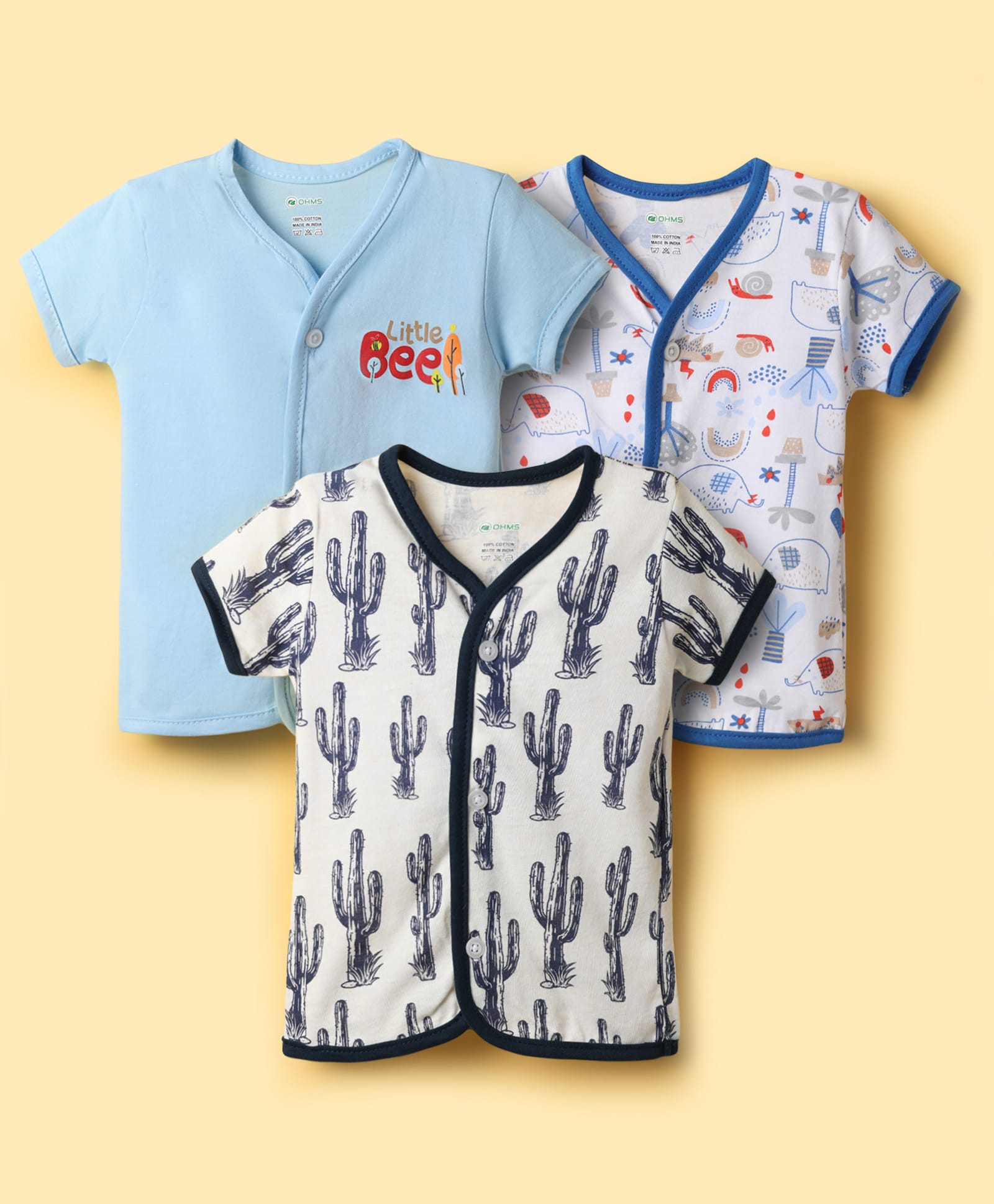 OHMS Single Jersey Knit Half Sleeves Jhablas With Animal & Cactus Print Pack of 3 - Multicolor-picture-16