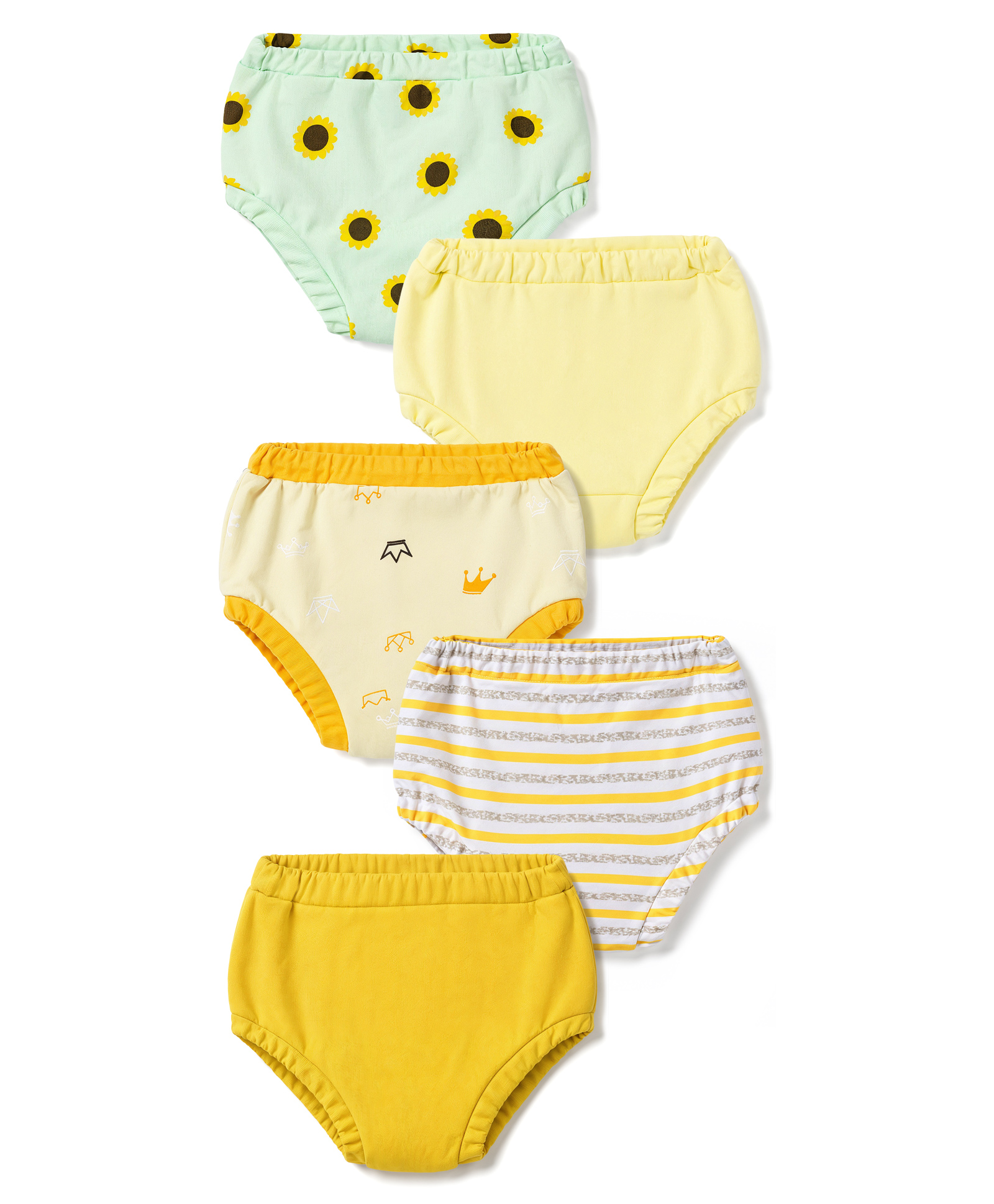 OHMS Single Jersey Knit Solid Stripes & Floral Printed Bloomers Pack of 5 - Multicolour-image-31