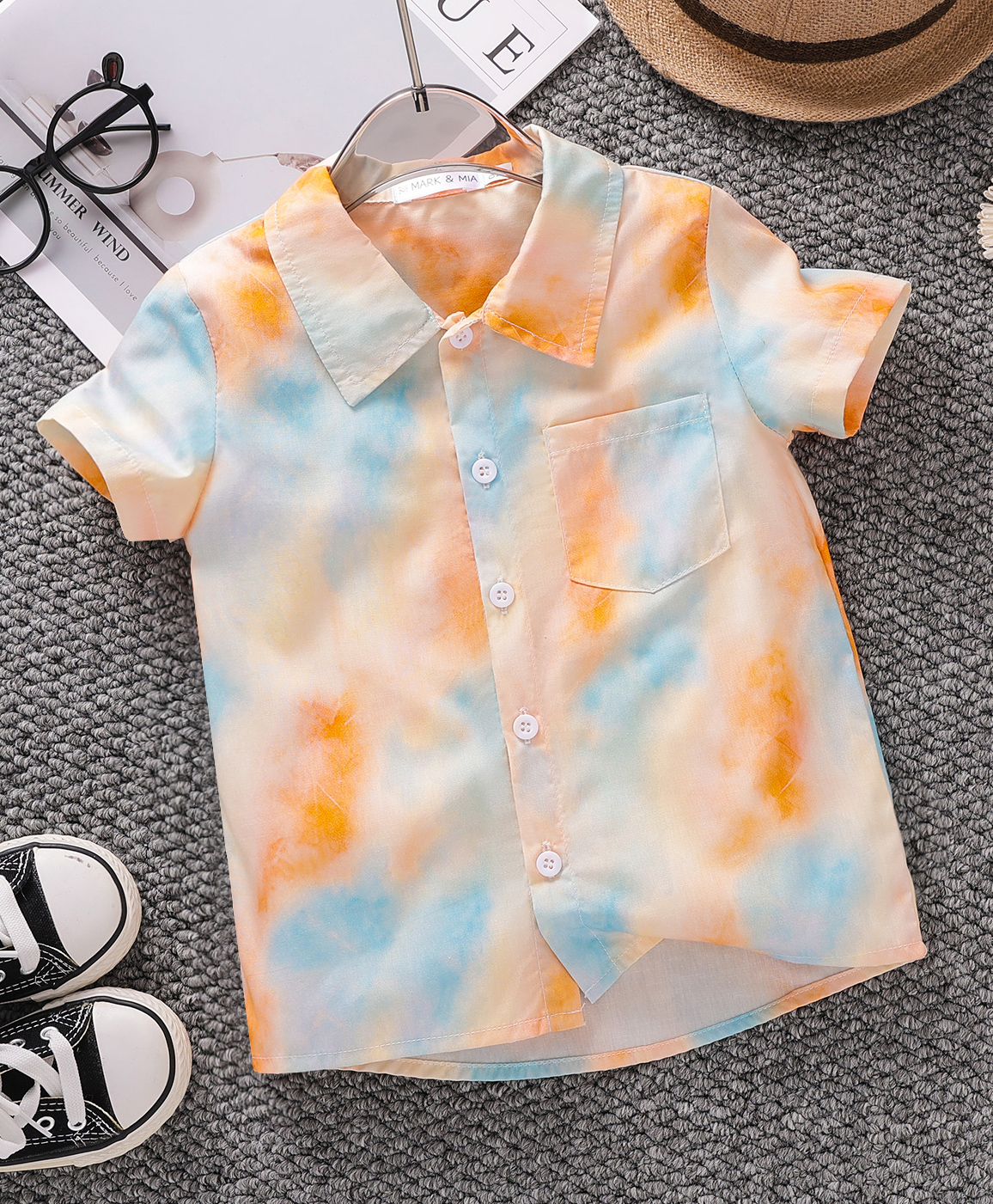Mark & Mia Cotton Half Sleeves Tie & Dye Effect Shirt - Orange-picture-19