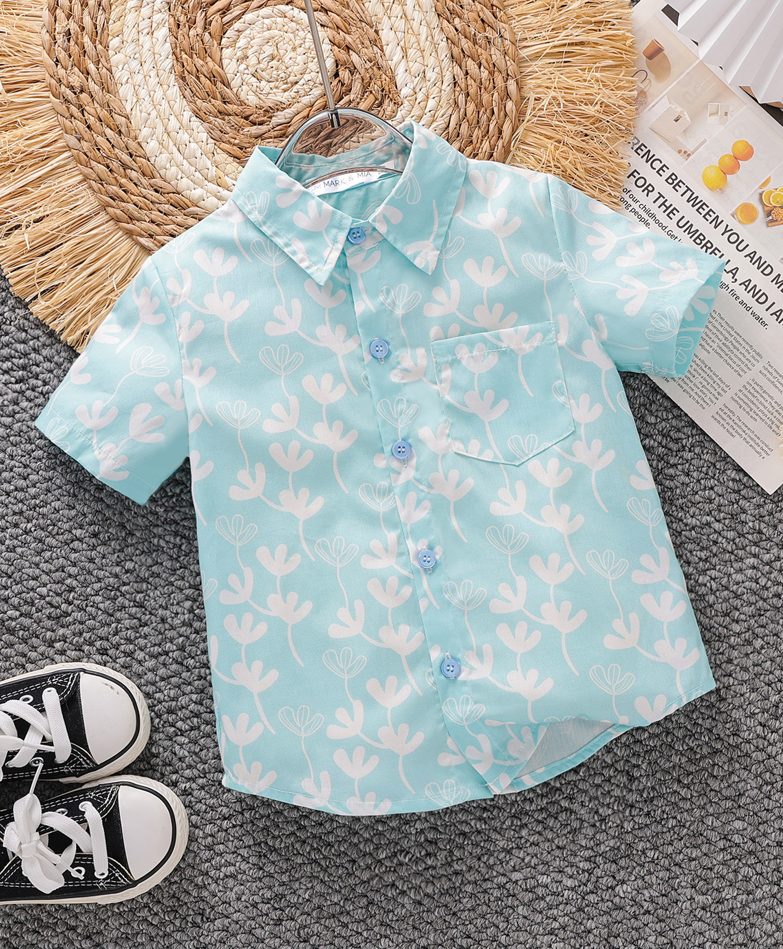 Mark & Mia Cotton Half Sleeves Printed Shirt - Blue-picture-23