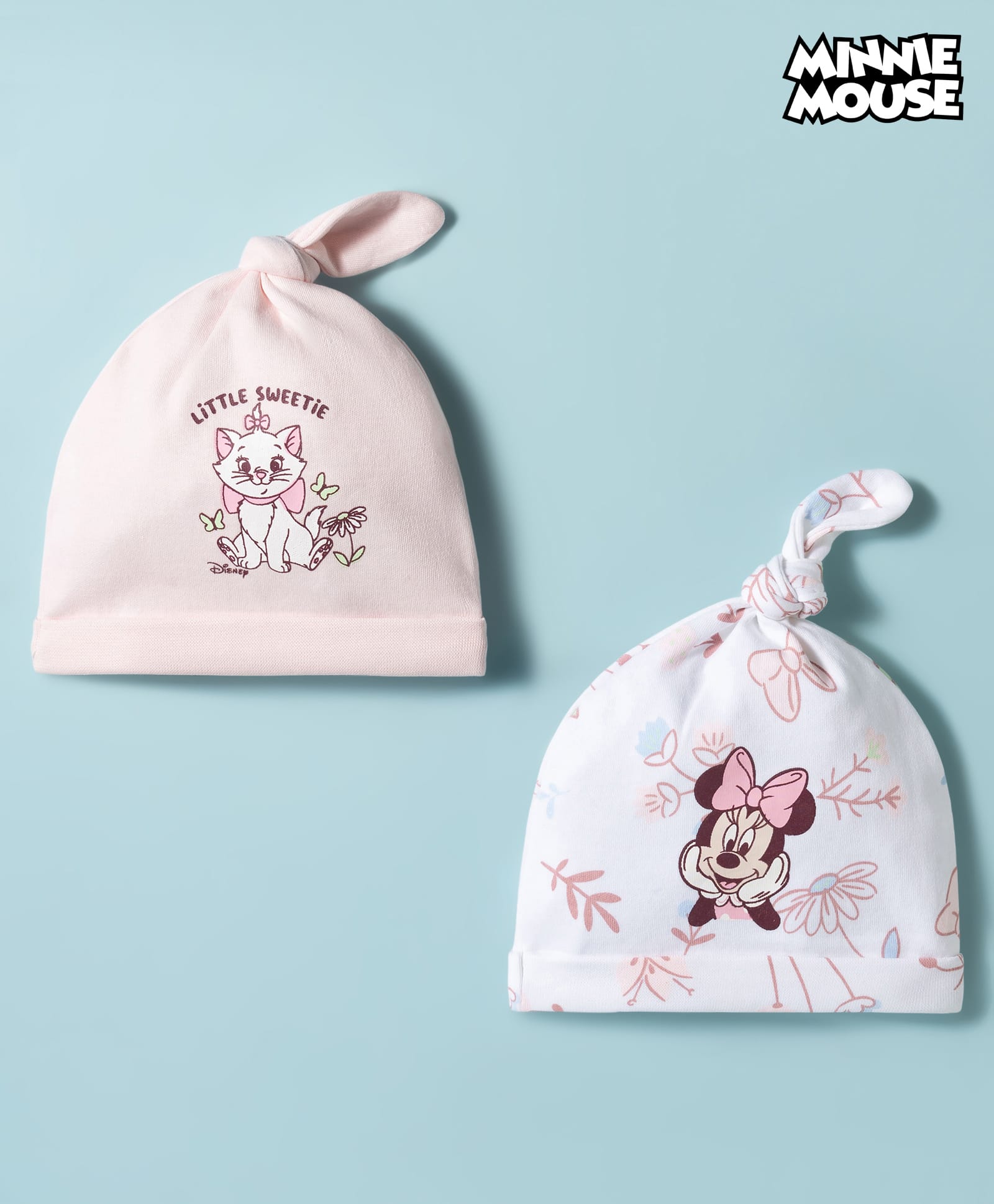 Babyhug Disney Interlock Knit Caps With Marie & Minnie Mouse Graphics Pack of 2 Multicolor - Diameter 10 cm-picture-28