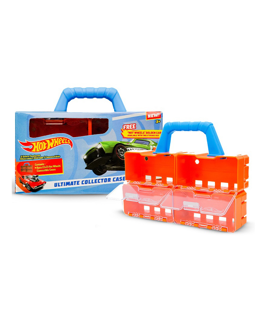 Hot Wheels Car Case Set of 4 Connectible Storage Display Box with Free Car-Orange-image-24