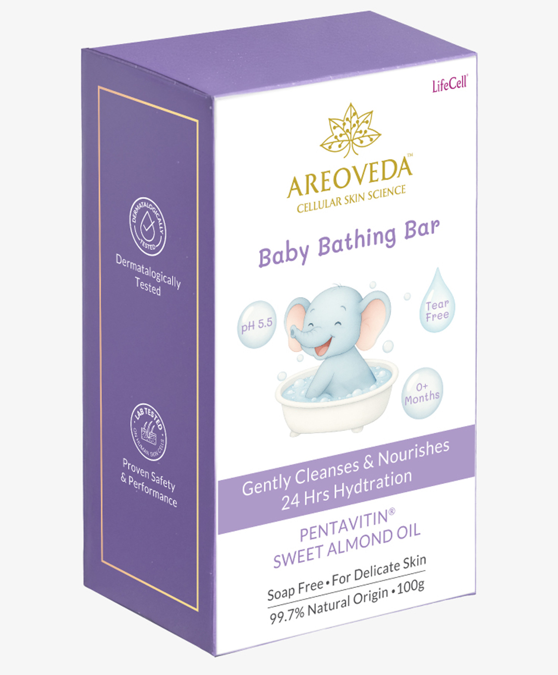 AreoVeda Baby Bathing Bar | 24Hrs Hydration |Soap Free |Fights Germs | Lab Tested, EWG Verified, Cellularly Proven - 100g-picture-20
