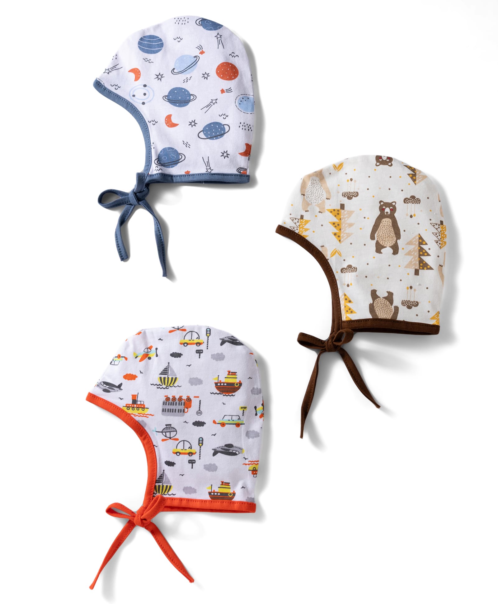 OHMS Single Jersey Knit Animal Printed Baby Caps Pack of 3 Multicolor - Diameter 9.5 cm-picture-12