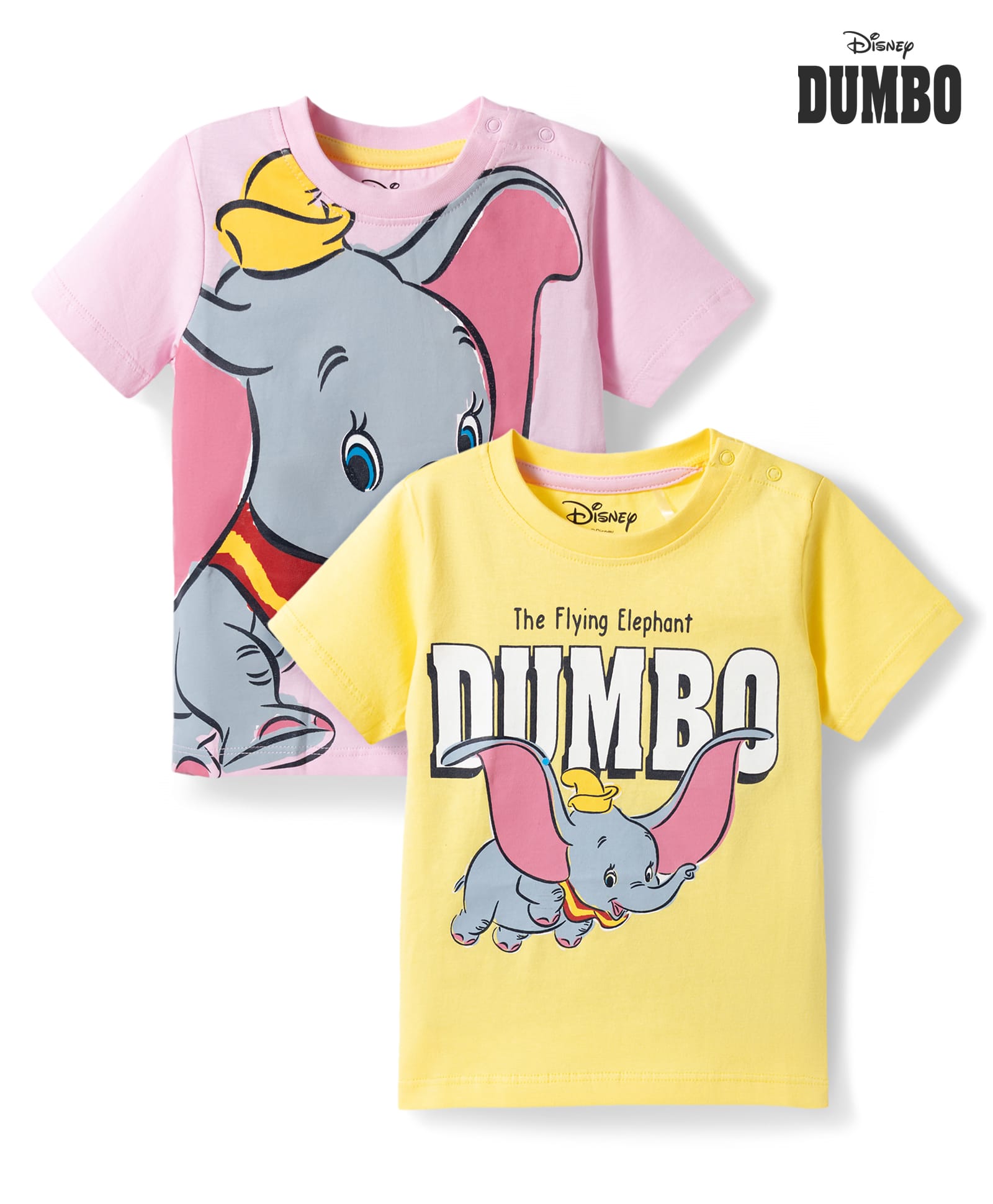 Babyoye Disney Single Jersey Knit T-Shirts Half Sleeves with Dumbo Graphics Pack of 2 Multi Color 3-6 Months-image-29