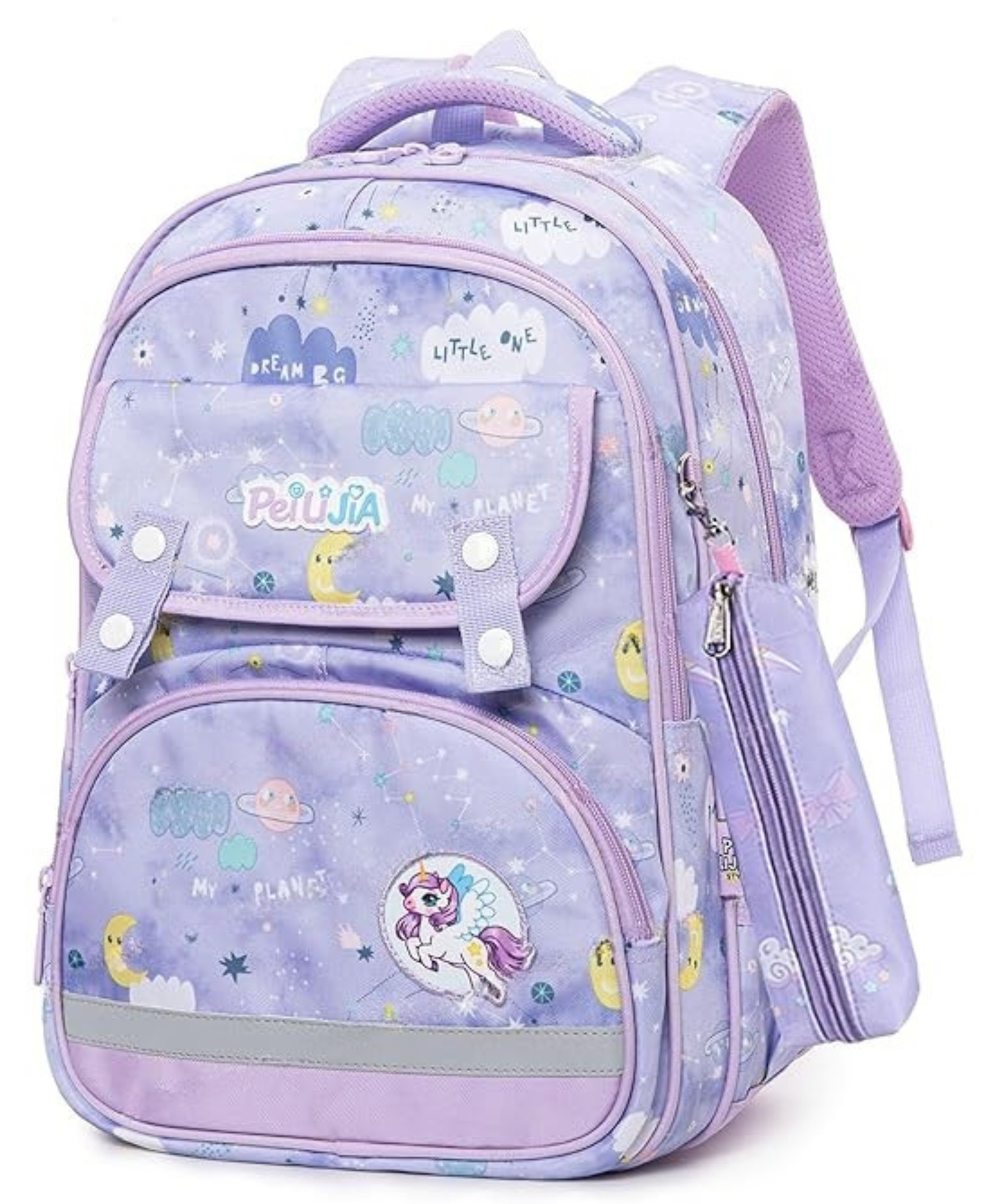 YAMAMA 16.5 Inche School Bags Unicorn Theme Purple Backpack For Kids With Adjustable Straps Premium Design Bag For Kids Best For School Picnic Holidays - Multicolor-image-18