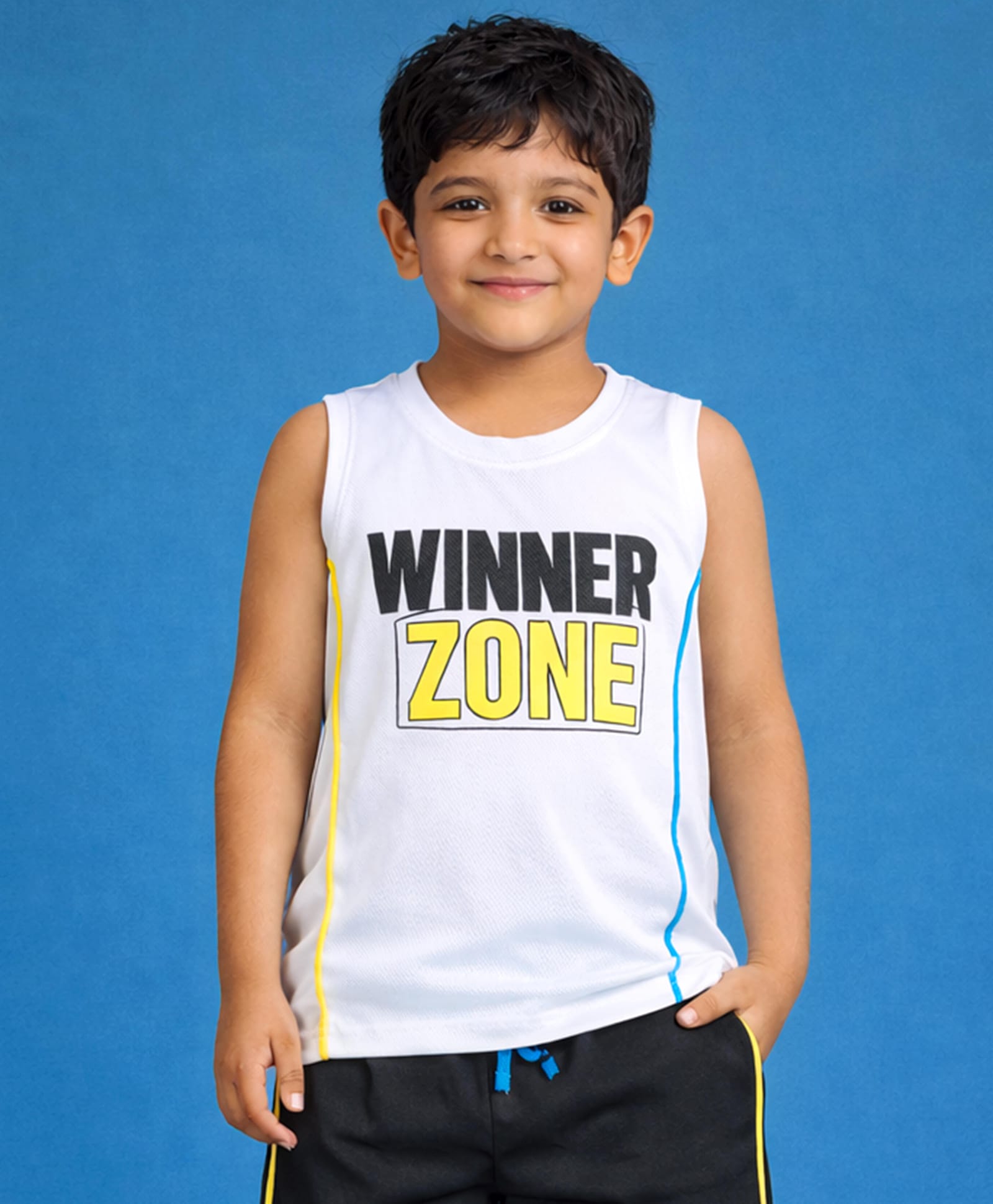 Kaboosh Knit Sleeveless Winner Zone Text Printed Tee - White-picture-13