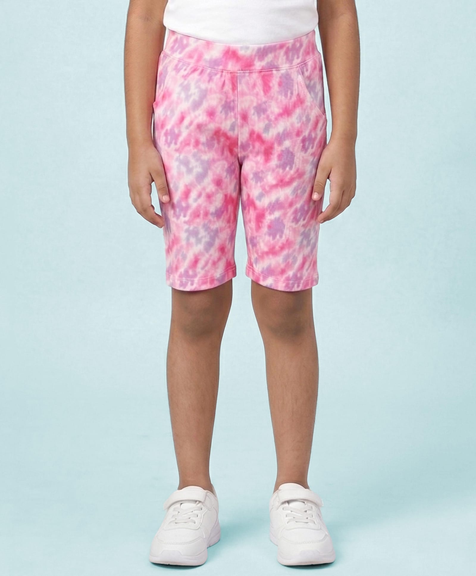Kaboosh Knit Tie & Dye Cycling Shorts - Pink & Lavender-picture-0