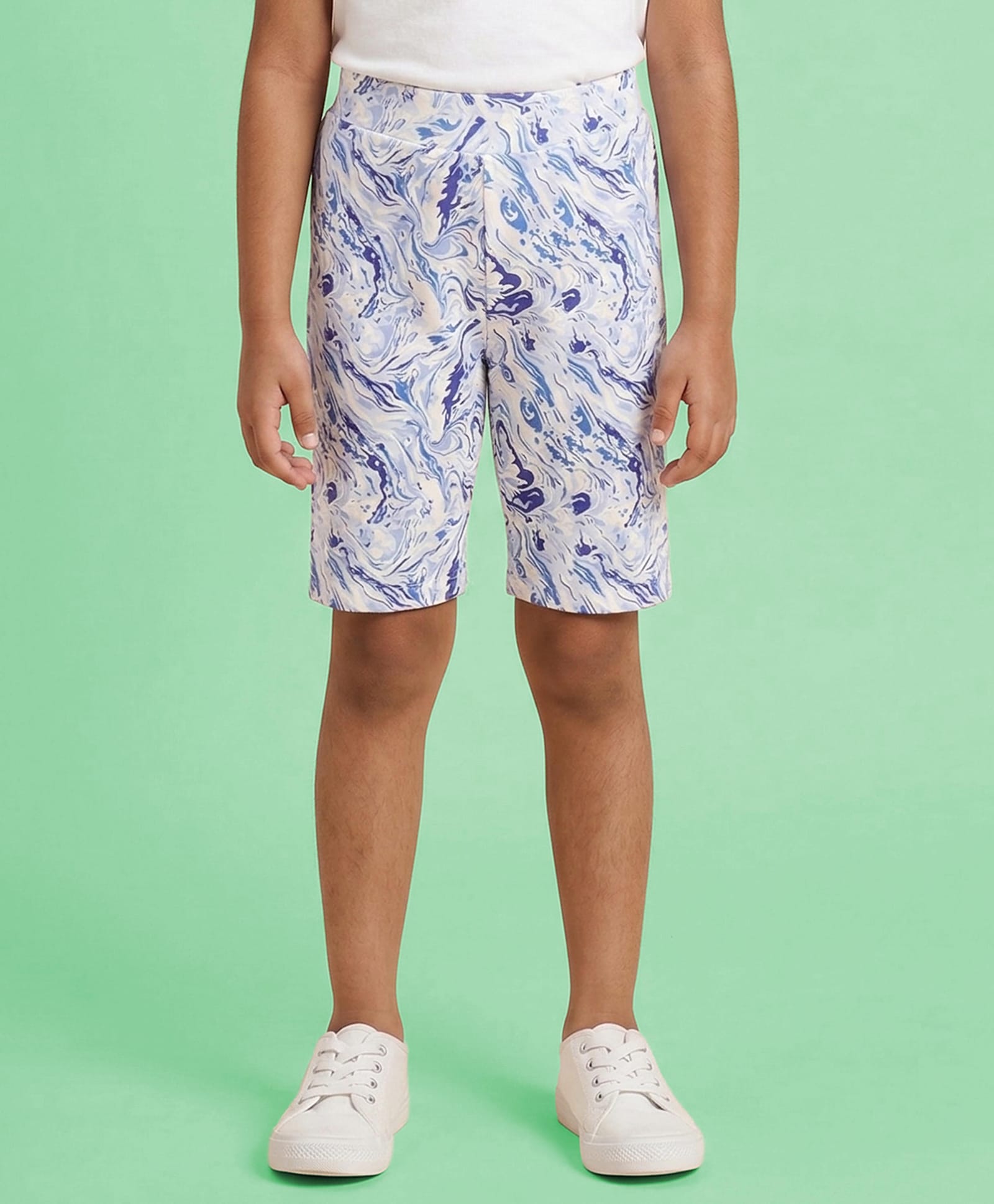 Kaboosh Knit Abstract Printed Cycling Shorts - Ocean Blue-picture-6