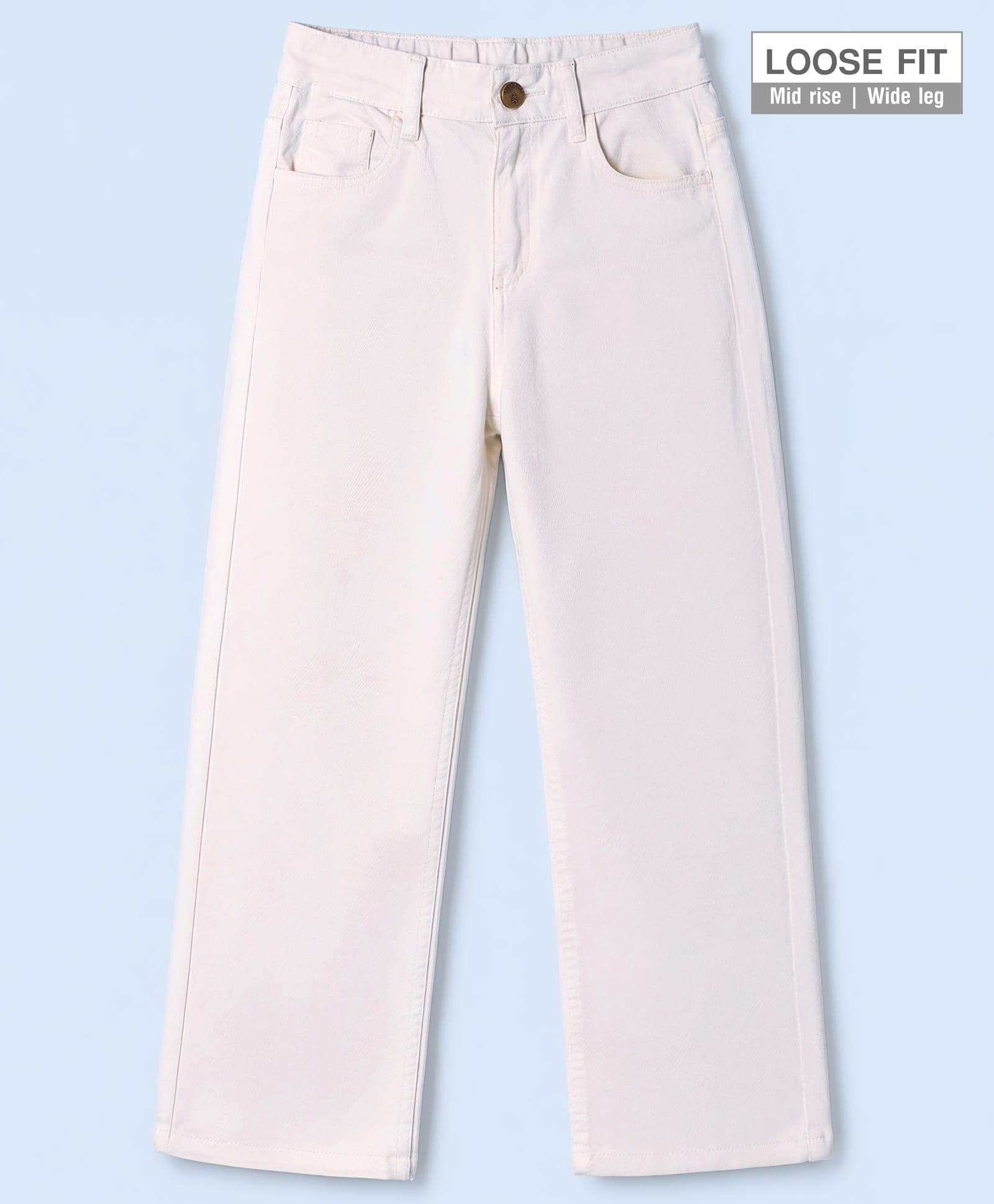 Pine Kids Denim Woven Full Length Washed Jeans - White-picture-21