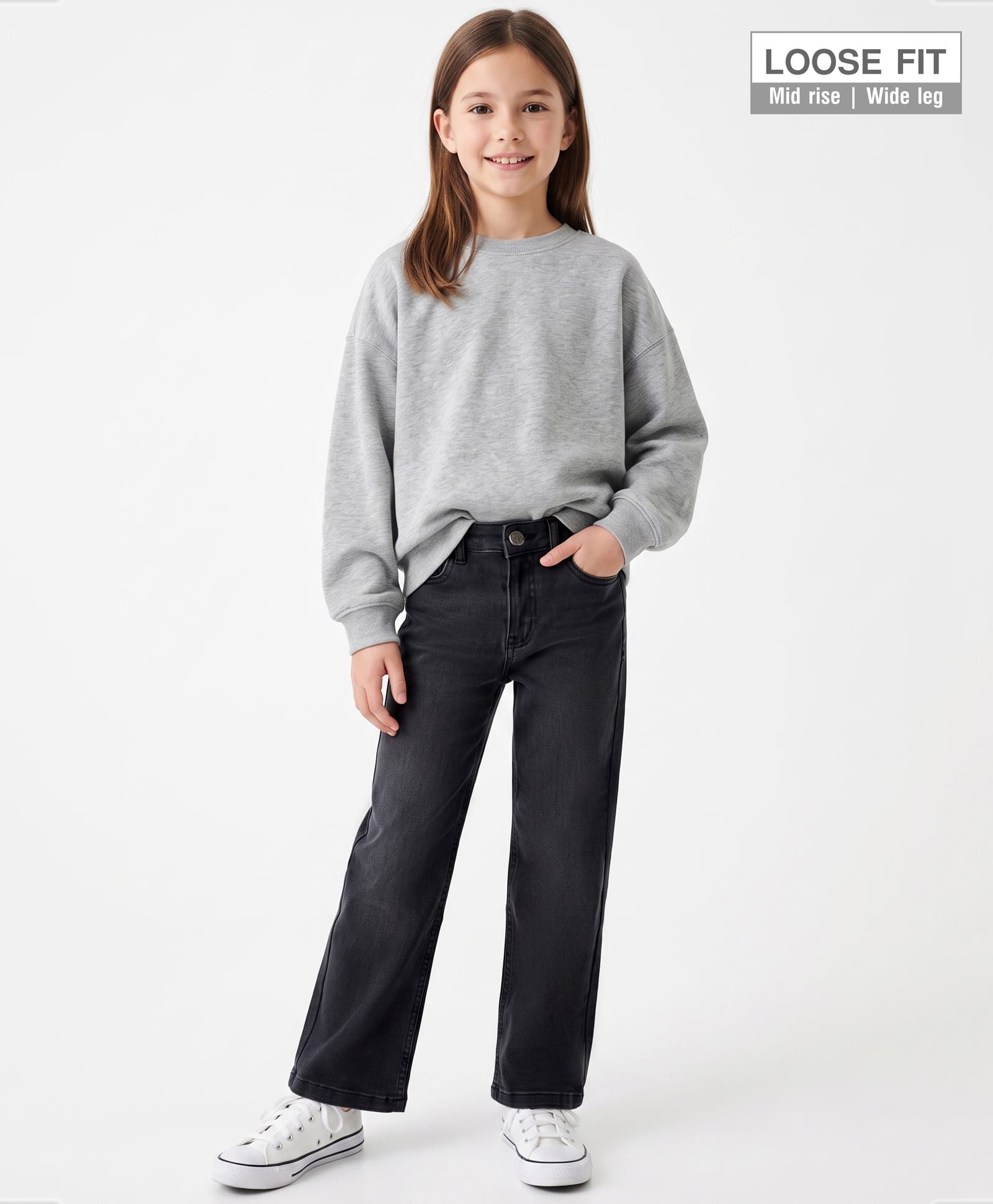 Pine Kids Denim Woven Full Length Washed Jeans - Black-picture-41