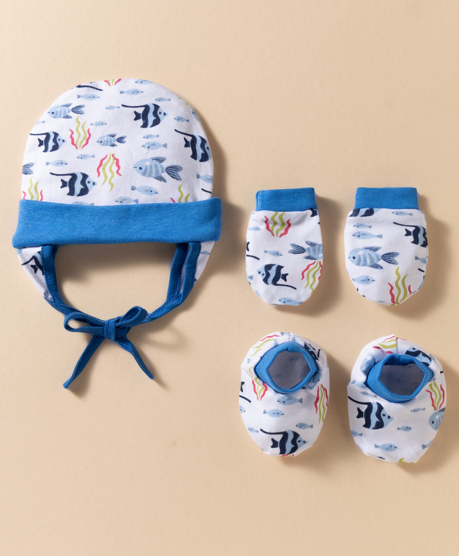 OHMS Single Jersey Knit Cap Mitten & Booties With Sea Life Print Multicolor - Diameter 11 cm-picture-13