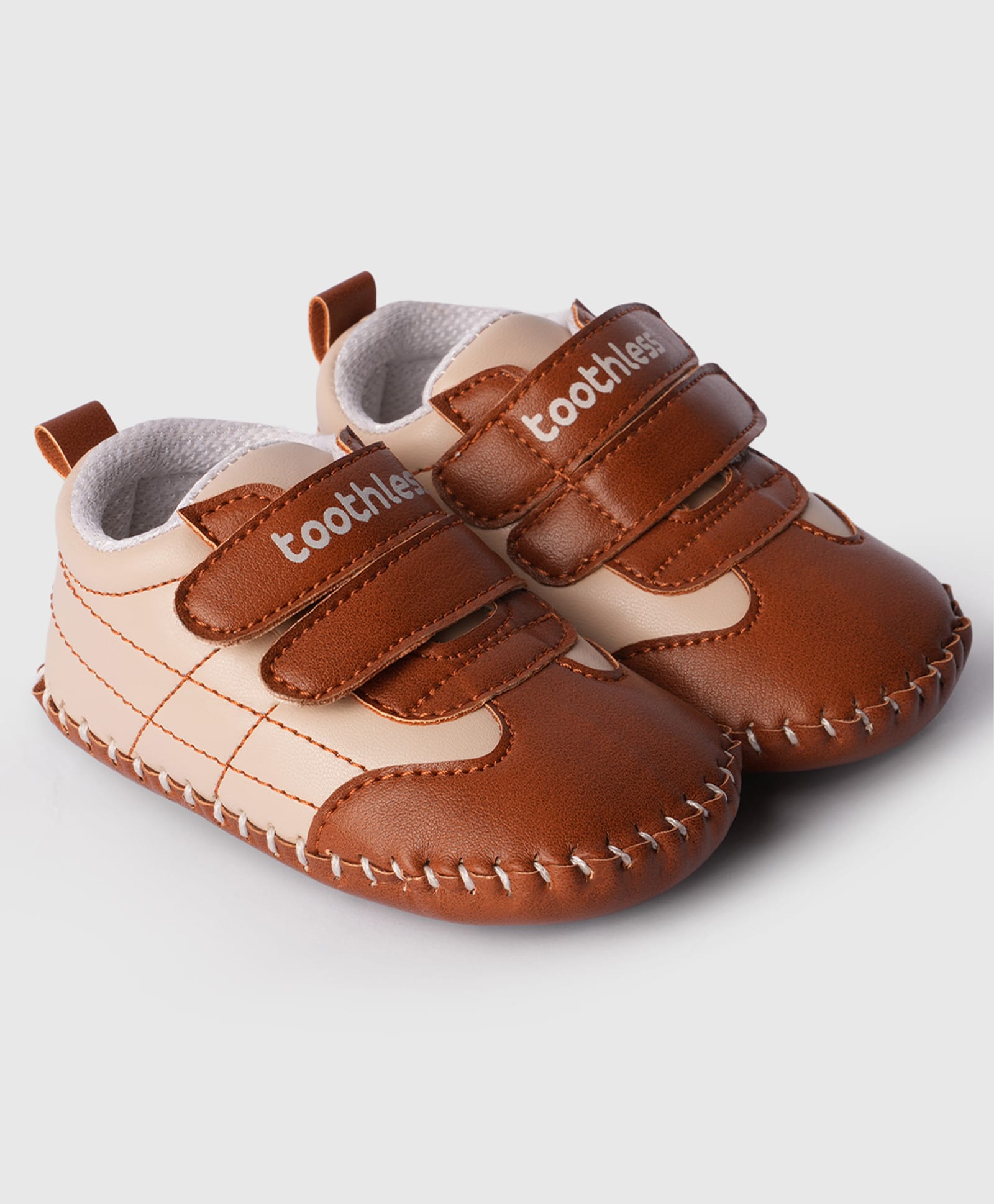 Toothless Colour Blocked Velcro Closure Booties - Brown-picture-19
