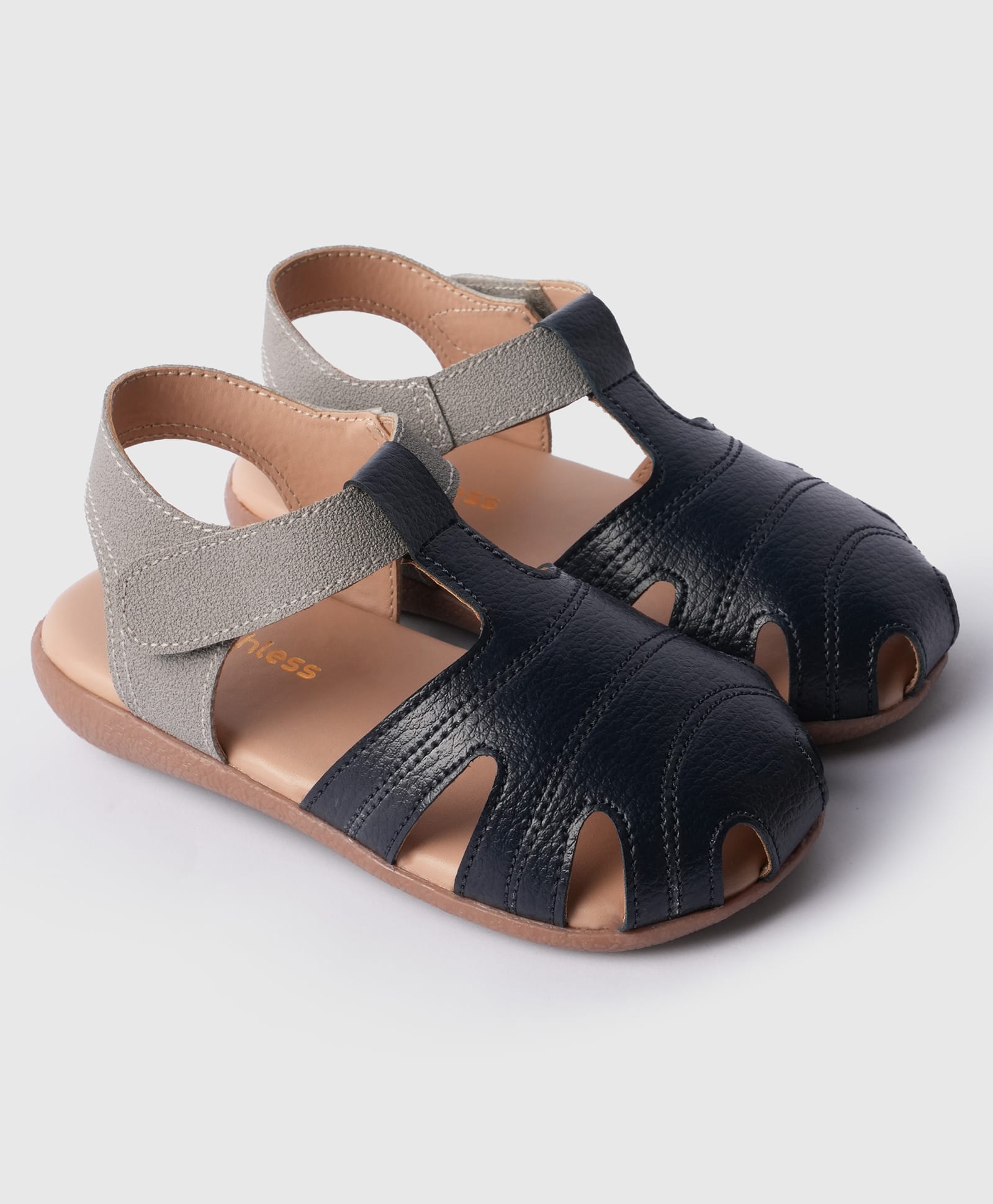 Toothless Solid Velcro Closure Sandals - Navy Blue & Grey-picture-26