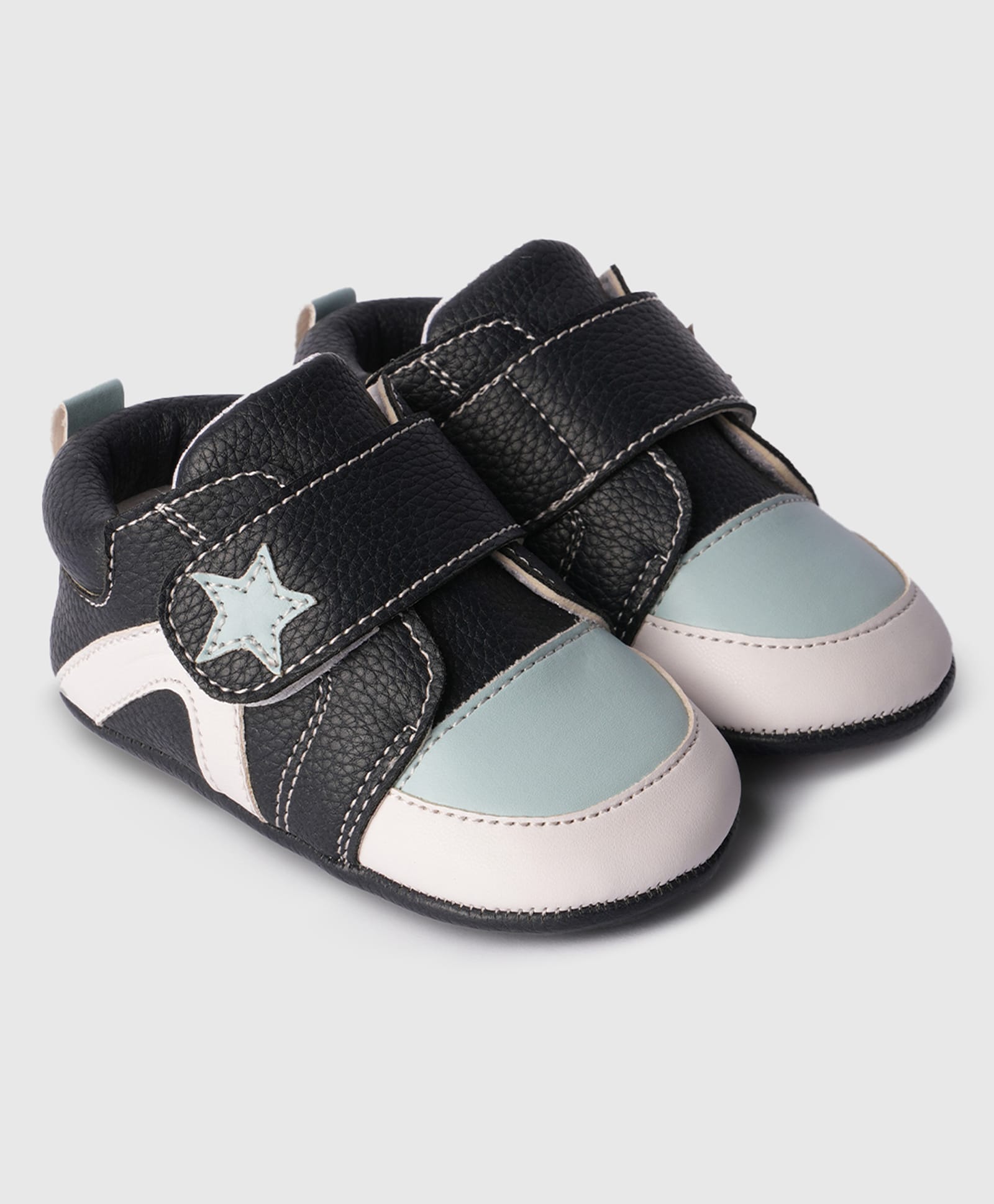 Toothless Colour Blocked Velcro Closure Booties - Navy Blue-image-32