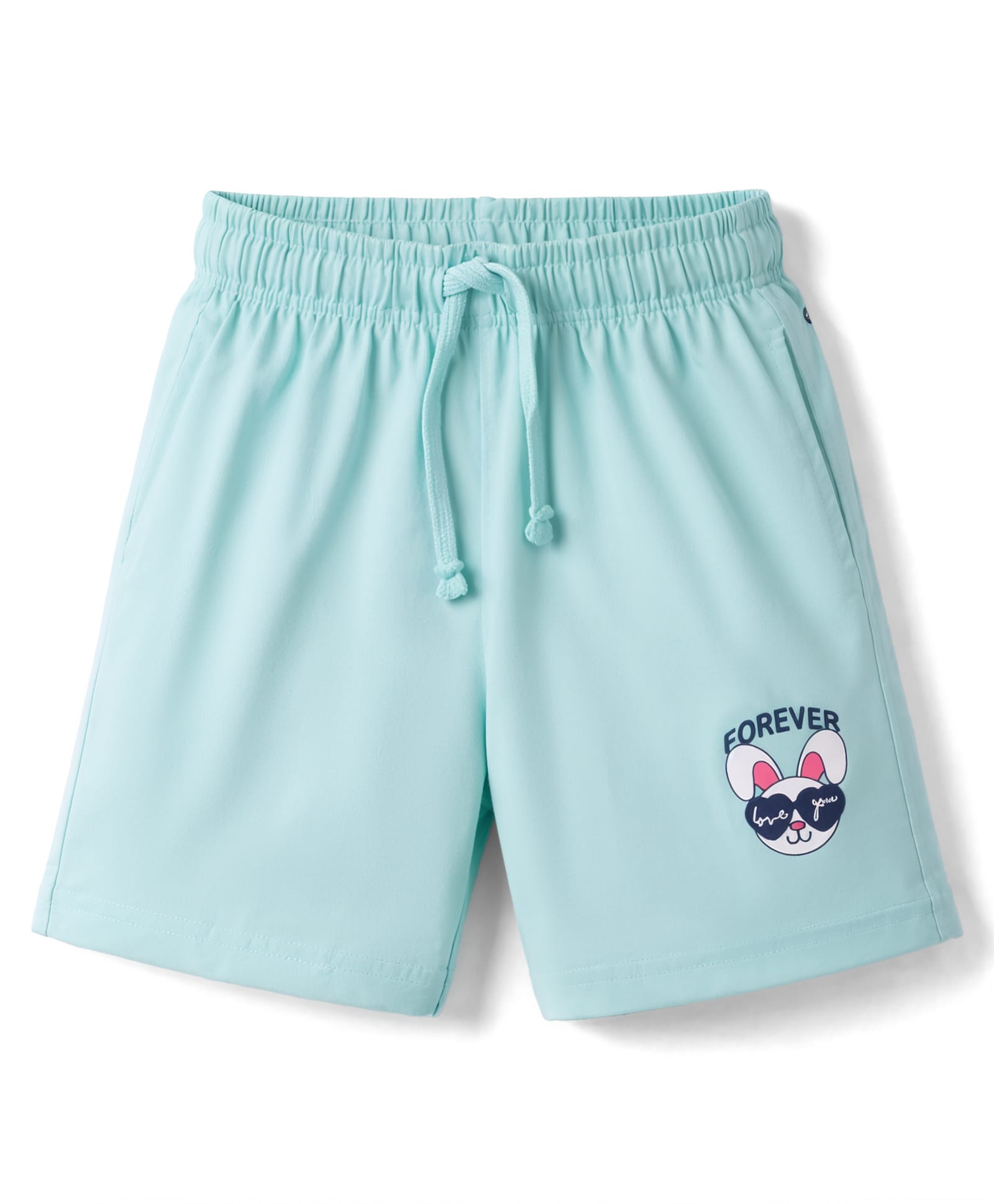 Doreme Sinker Knit Above Knee Length Shorts With Bunny Print - Green-picture-10