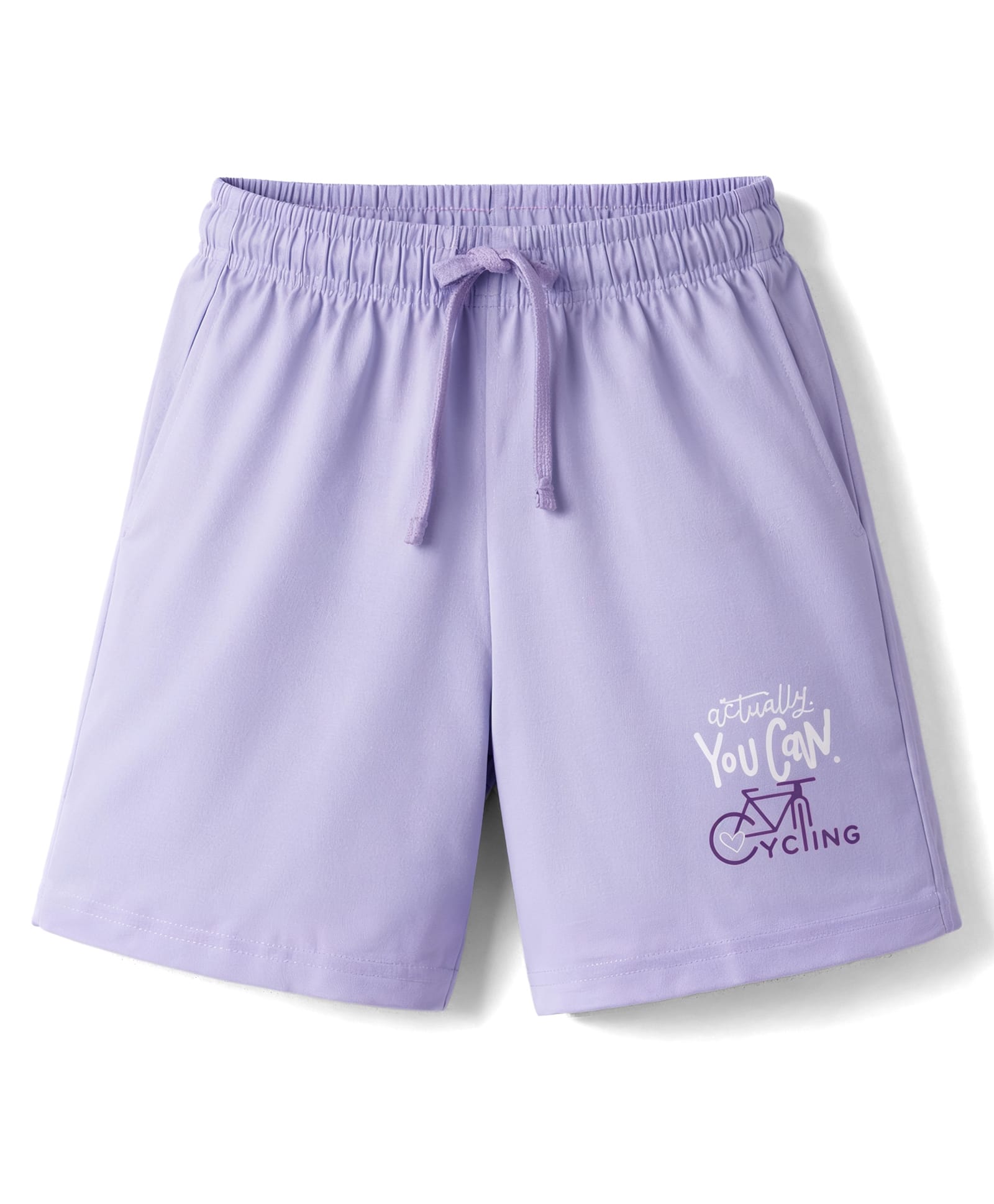Doreme Sinker Knit Above Knee Length Shorts With Text & Cycle Print - Mauve-picture-25
