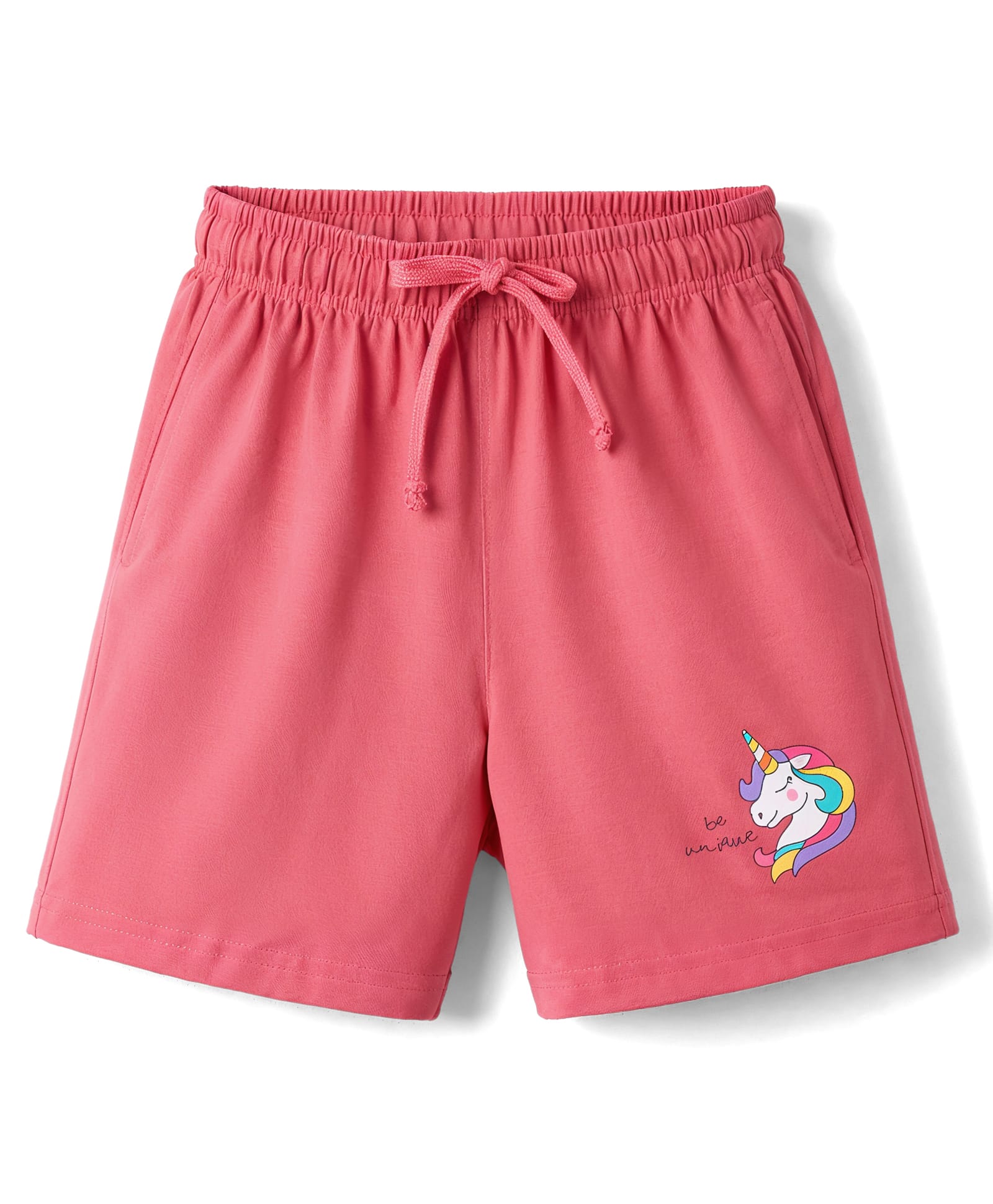 Doreme Sinker Knit Above Knee Length Shorts With Unicorn Print - Pink-picture-17