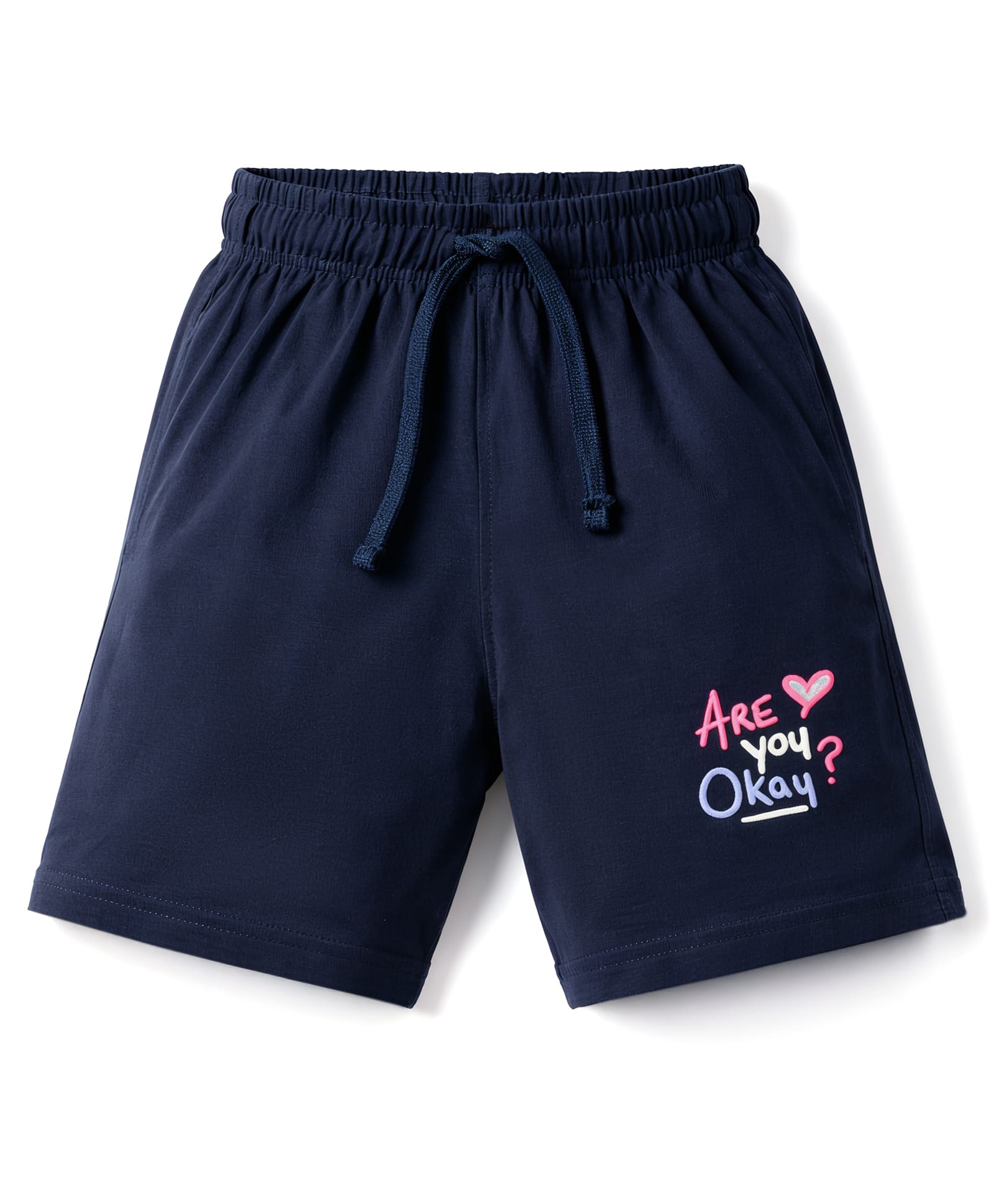 Doreme Sinker Knit Above Knee Length Shorts With Text Print - Navy Blue-picture-28