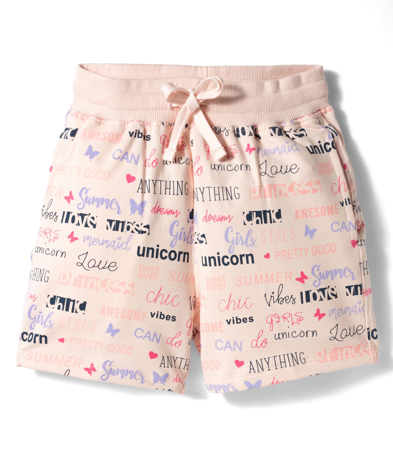 Doreme Sinker Knit Above Knee Length Shorts With Text Print - Pink-picture-26