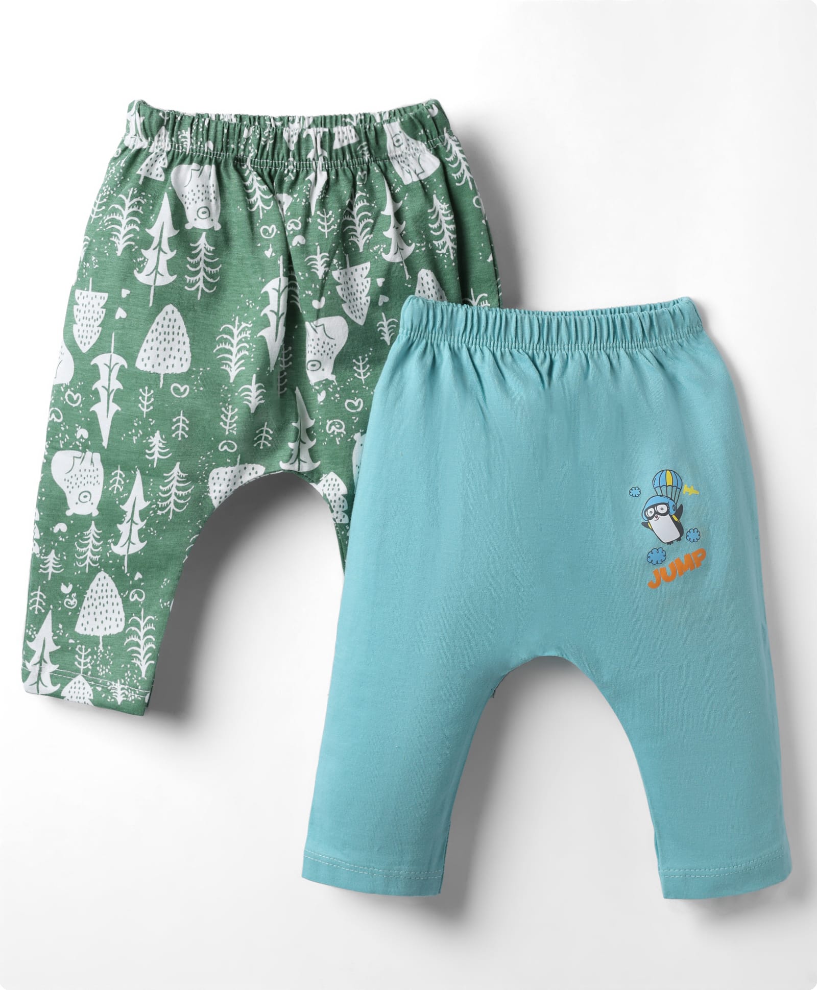 OHMS Single Jersey Knit Full Length Diaper Leggings With Snow Panda & Penguin Print Pack of 2 - Multicolor-picture-17