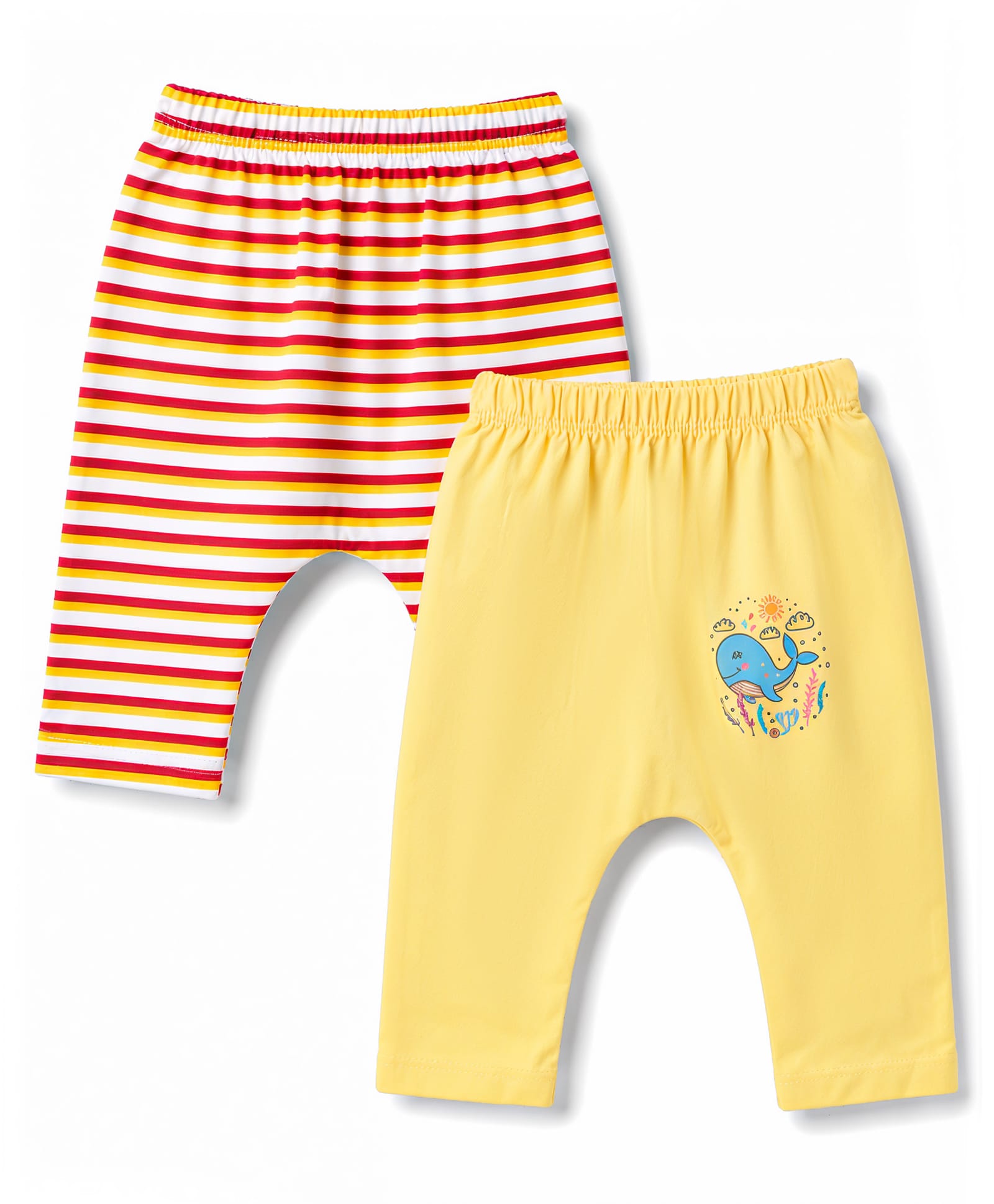 OHMS Single Jersey Knit Striped Diaper Leggings With Whale Print Pack of 2 - Multicolor-image-38
