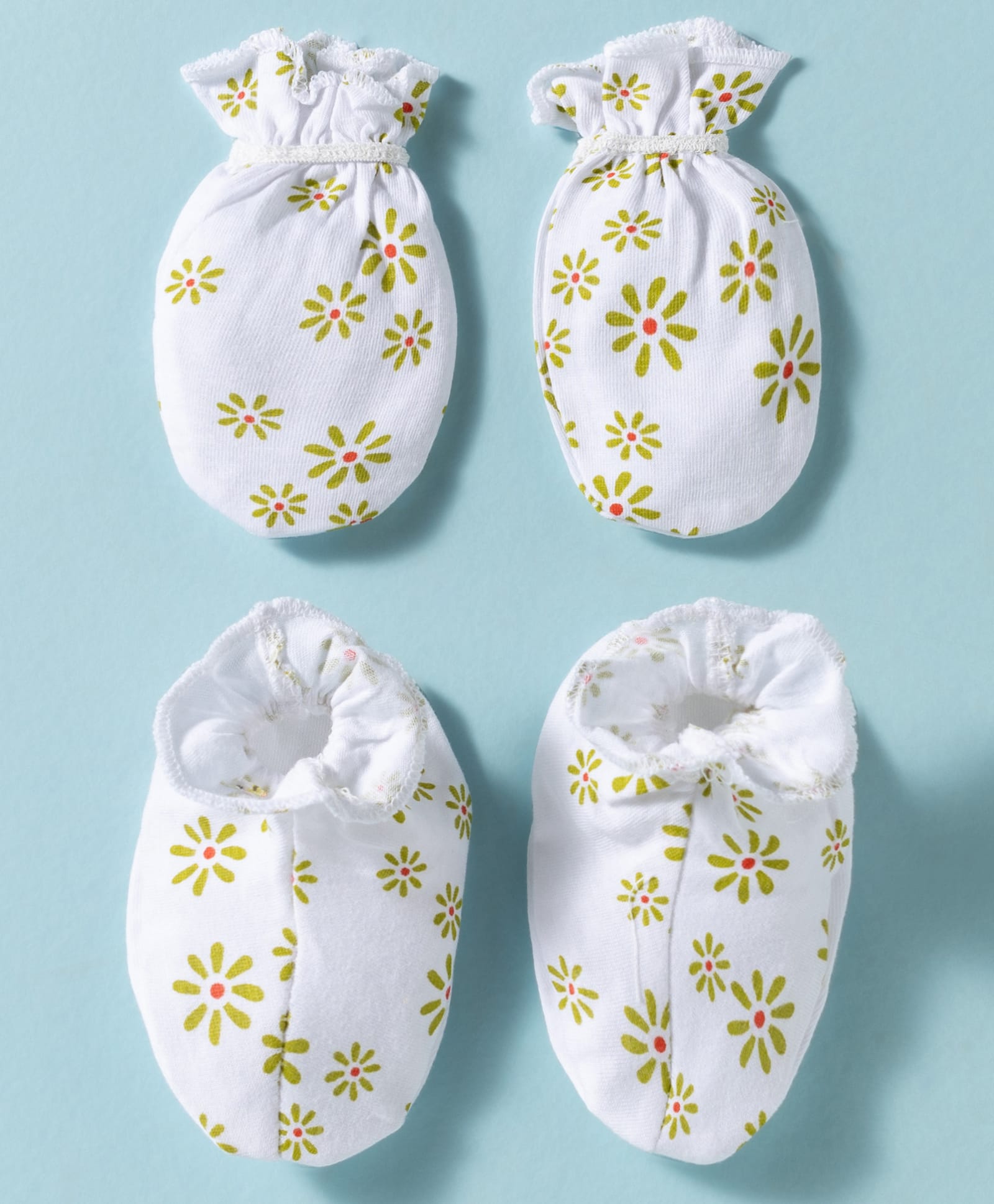 OHMS Single Jersey Knit Mittens & Booties With Floral Print - Multicolor-picture-28