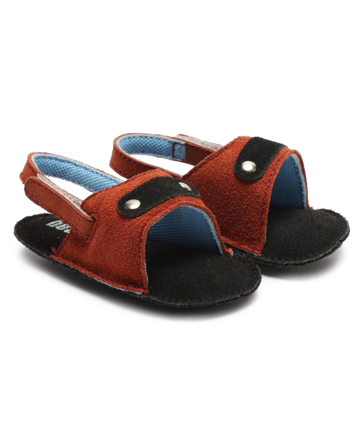 Beanz Suede Fur Detailed Colour Blocked Slingback Sandals - Rust Brown & Black-image-31