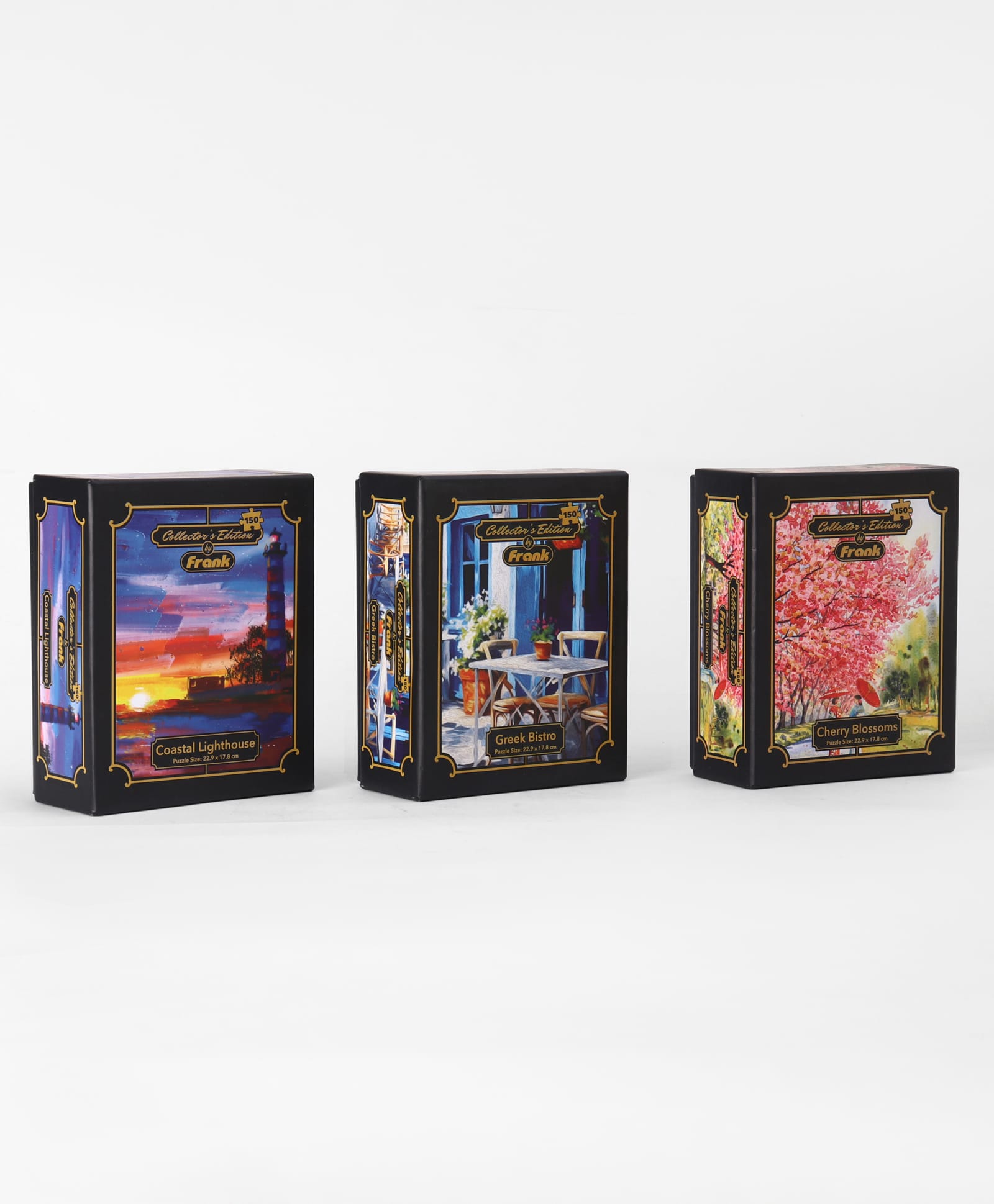 Frank Combo 2 Frank Collector's Edition 150 Pieces Each Puzzle With Cherry Blossoms, Greek Bistro & Coastal Lighthouse Theme - Pack of 3-image-37