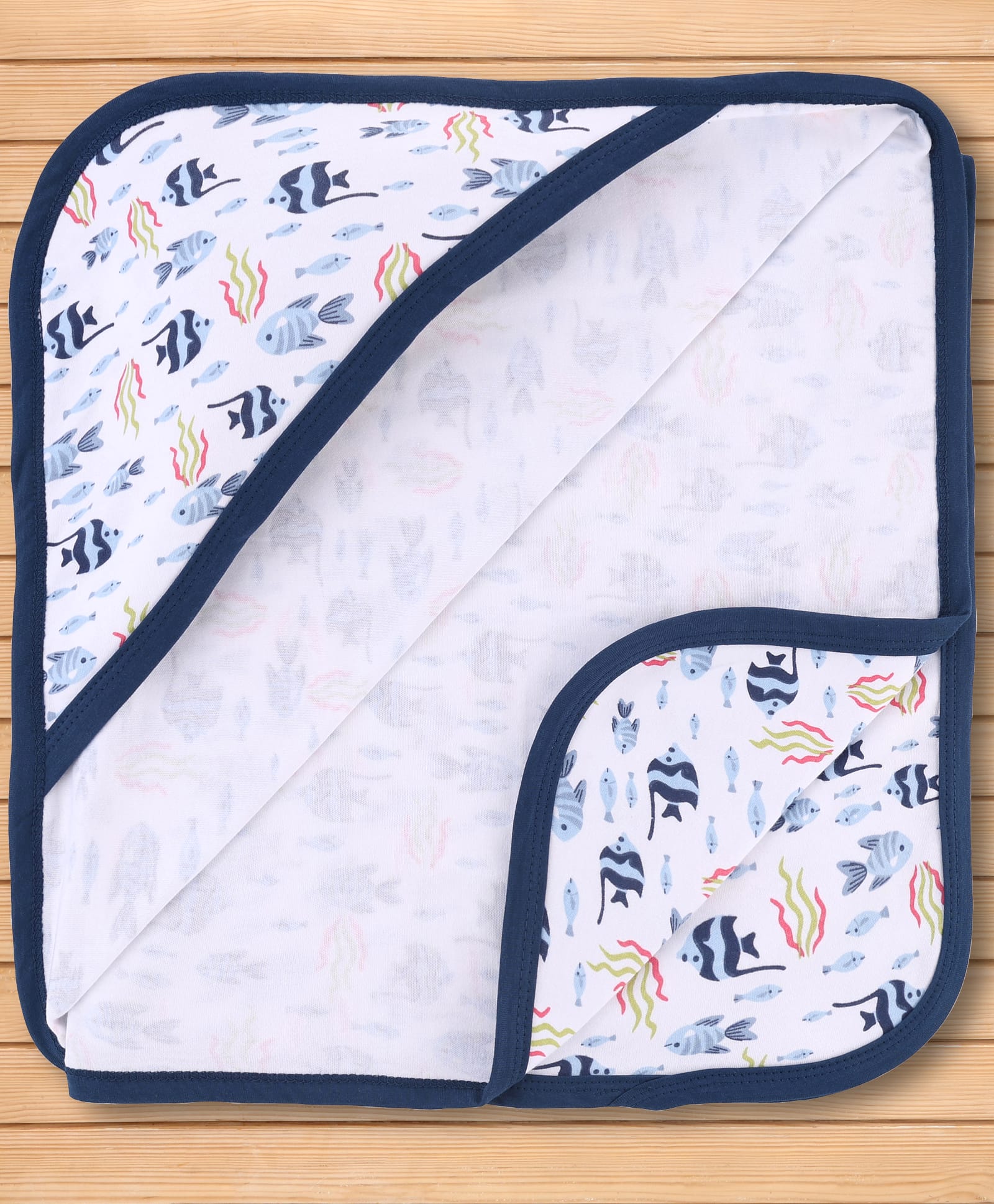 OHMS Interlock Knit Sea Life Printed Hooded Towel L 77.5 x B 68.5 cm - Multicolor-image-19