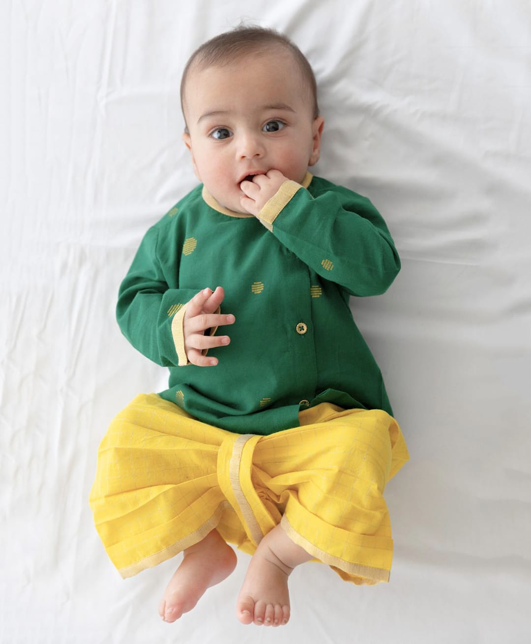 Tiber Taber Cotton Woven Full Sleeves Abstract Printed Kurta & Dhoti Set - Green-image-33