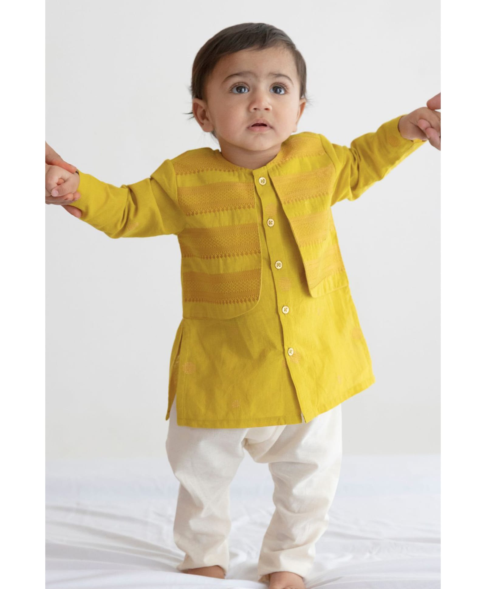 Tiber Taber Cotton Woven Full Sleeves Abstract Embroidered Kurta & Pyjama Set - Green-image-32