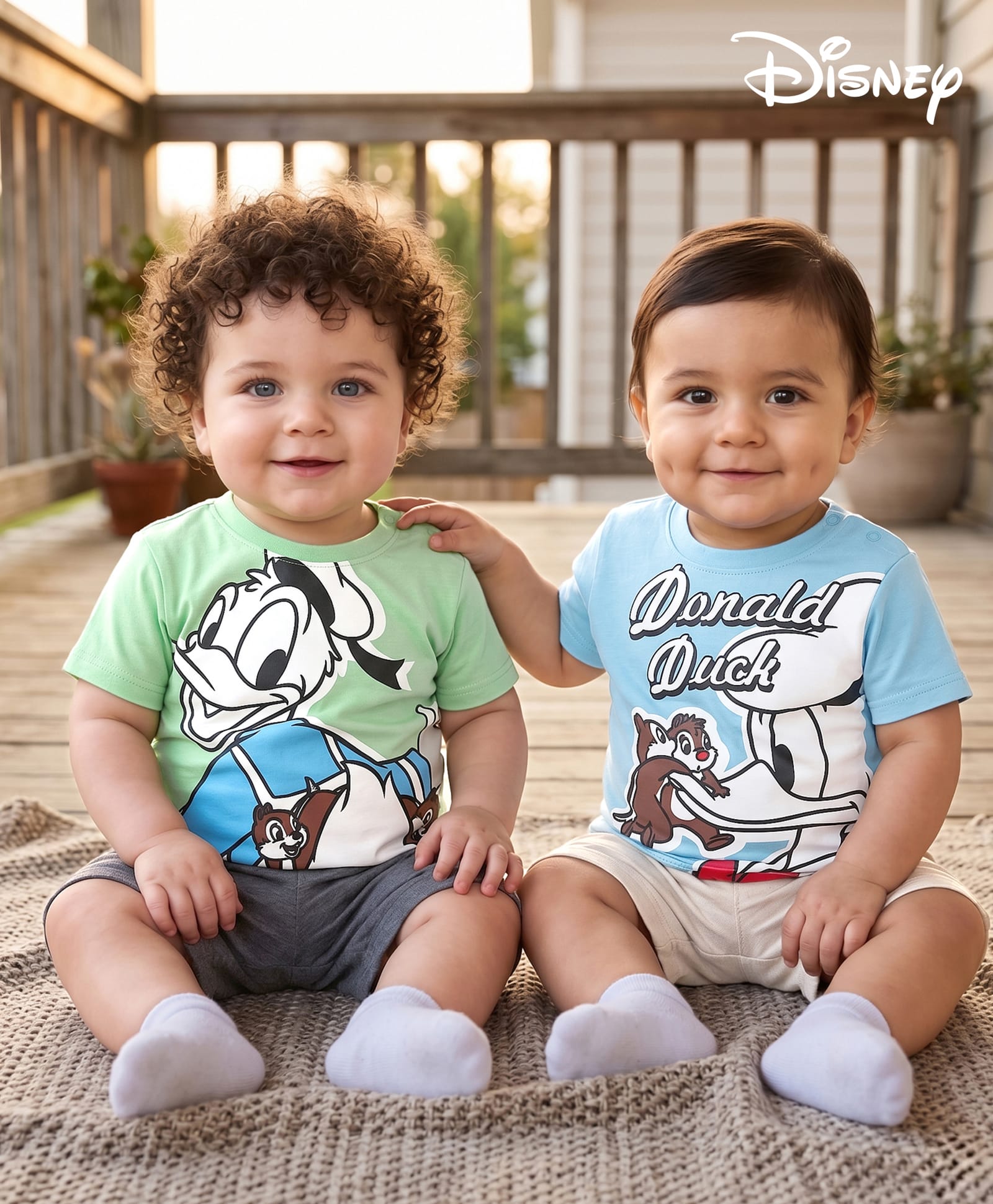 Babyoye Disney Single Jersey Knit Half Sleeves T-Shirts With Chip & Dale Donald Duck Graphics Pack of 2 - Multicolor-image-8