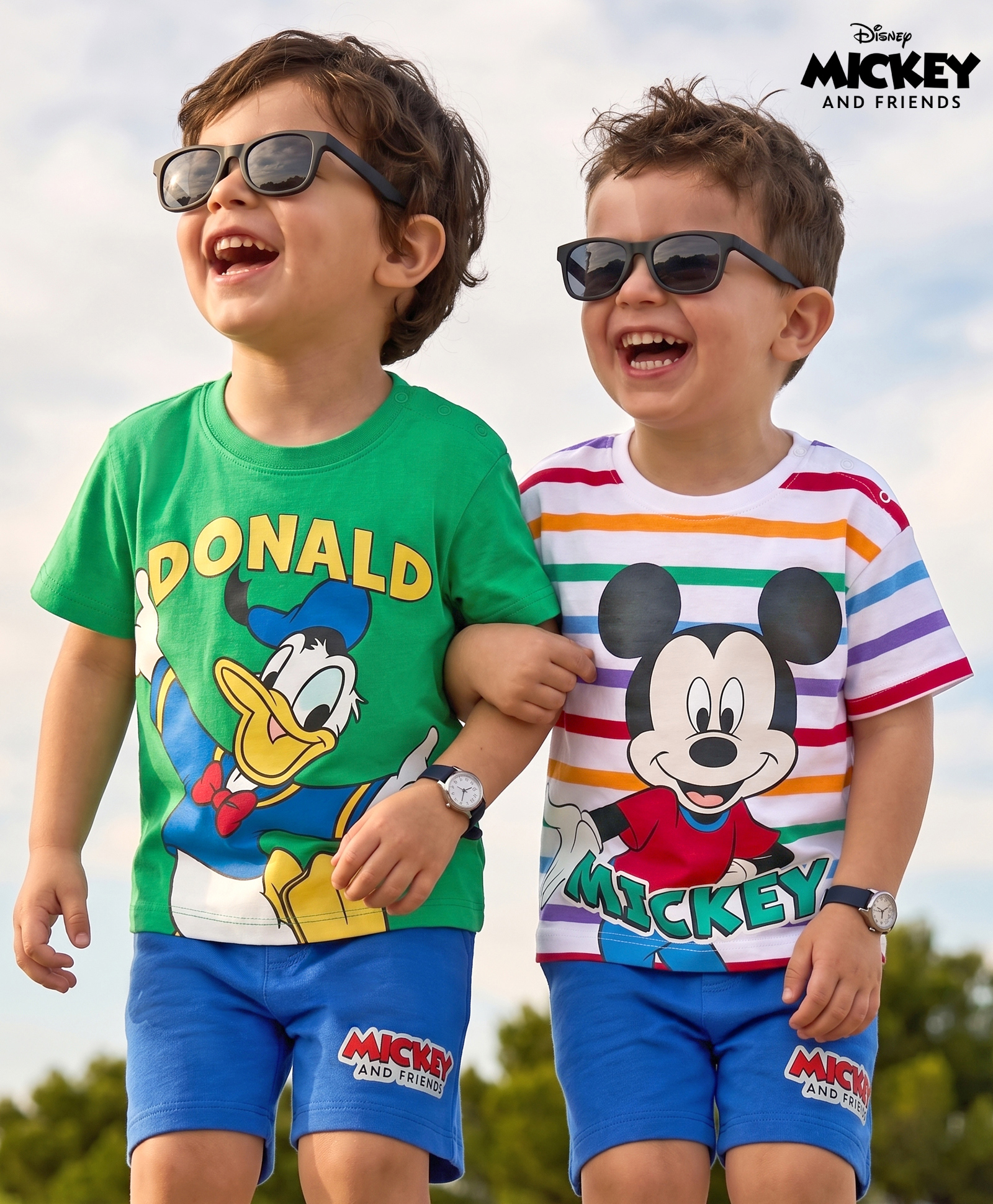 Babyhug Disney Single Jersey Knit Half Sleeves T-Shirts & Shorts Set with Mickey Mouse Graphics Pack of 2 -Multicolour-picture-21