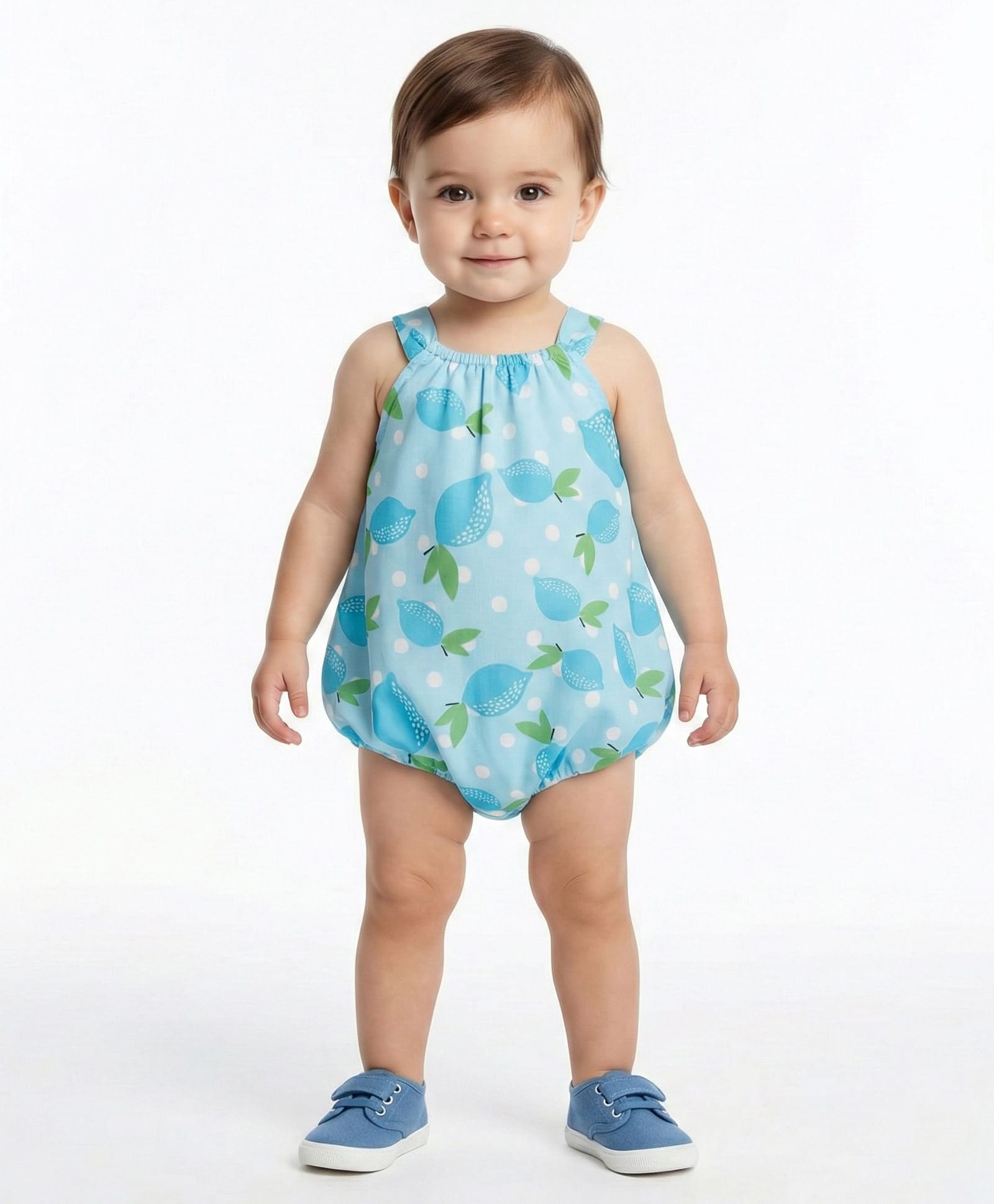 Creative Kids Georgette Woven Sleeveless Lemons Printed Onesie - Blue-picture-42