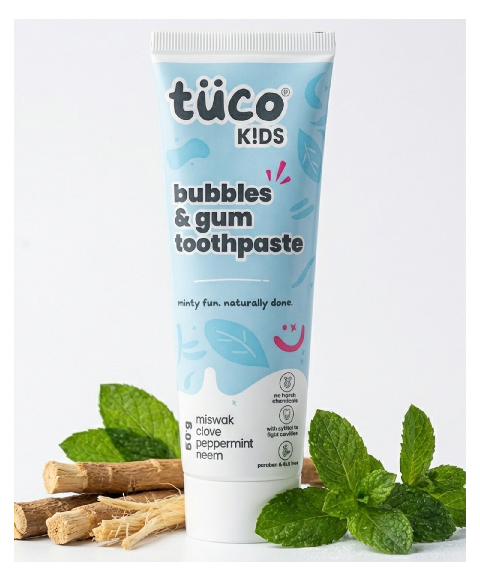 Tuco Kids Bubbles & Gum Anticavity Toothpaste | Peppermint Flavour | Fluoride for Cavity & Enamel Protection | No added Color | SLS Free | Infused with Clove, Neem & Miswak | 50g-picture-40