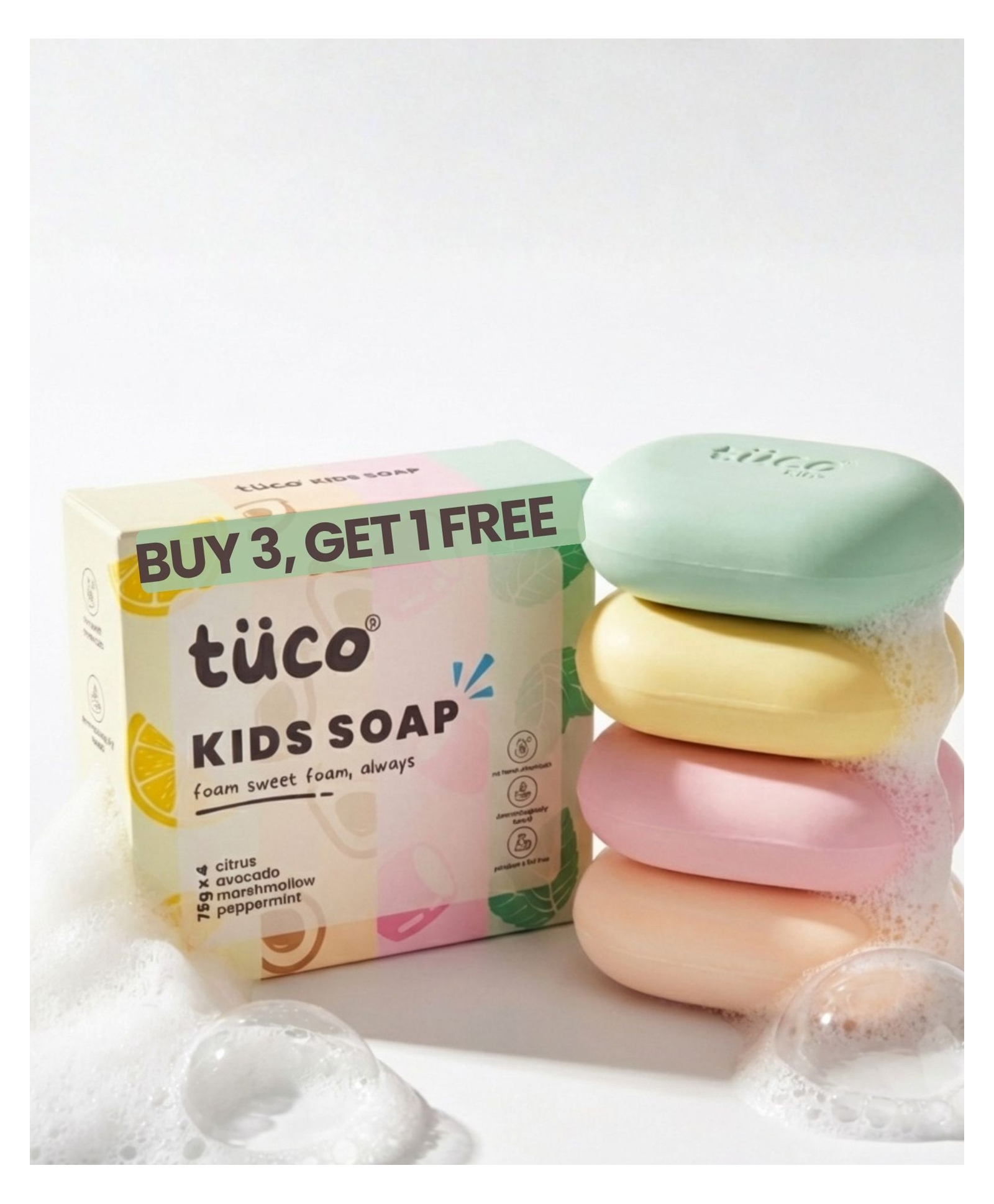 Tuco Kids Soap Buy 3 Get 1 Free With Natural Vitamin C, Avocado, Marshmallow, Citrus- 75 g Each-picture-15