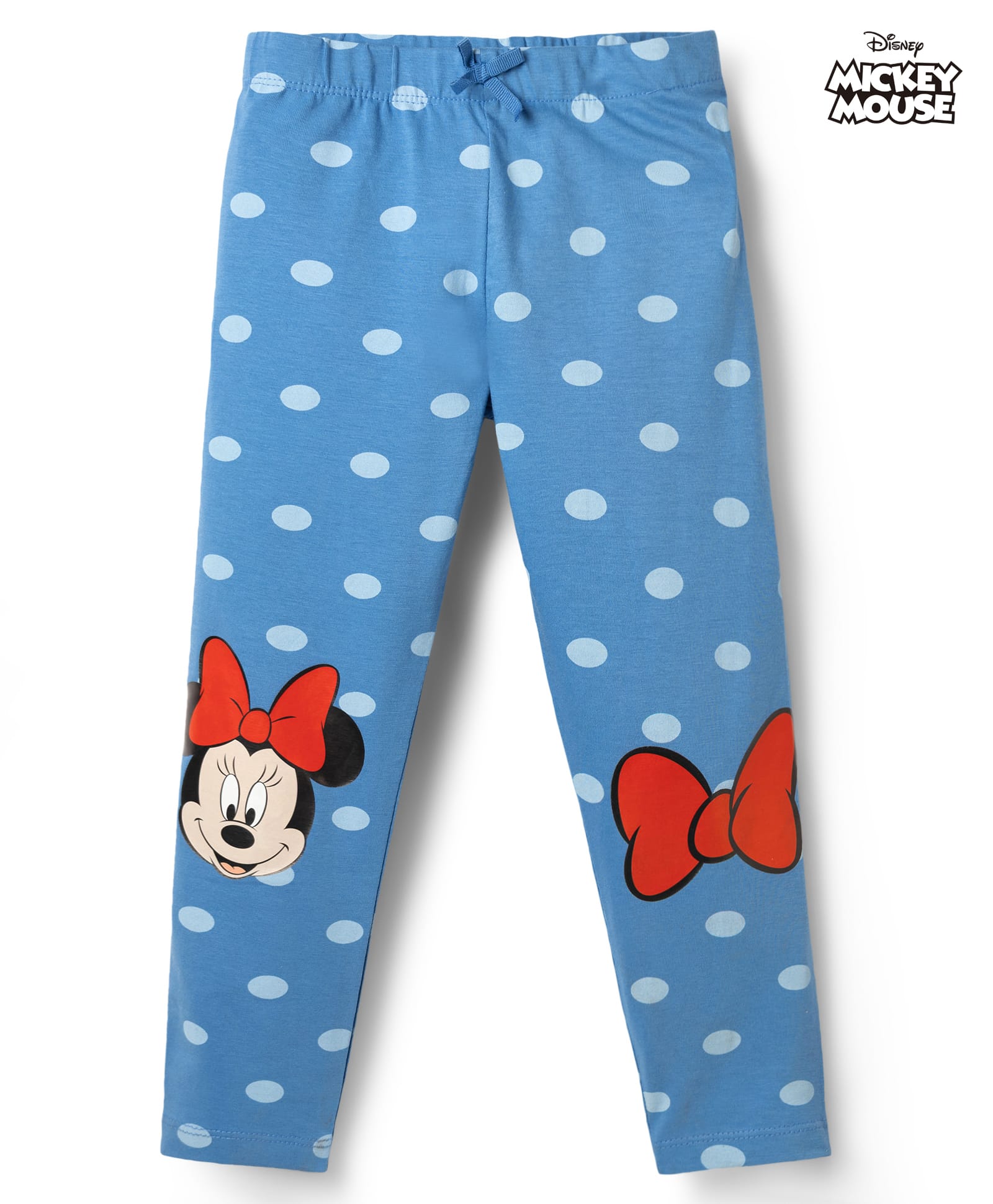 Babyhug Disney Lycra Knit Full Length Polka Dots Printed Leggings With Minnie Mouse Graphics - Blue-picture-26